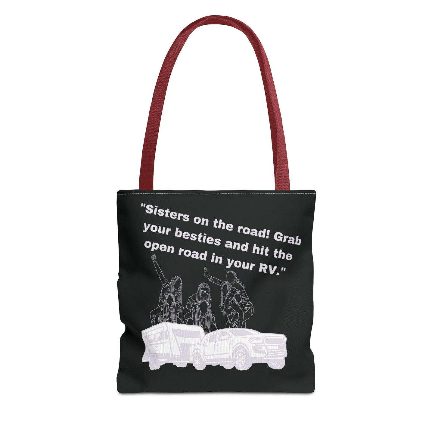 Sister on the Road RVing Black Tote Bag (AOP)