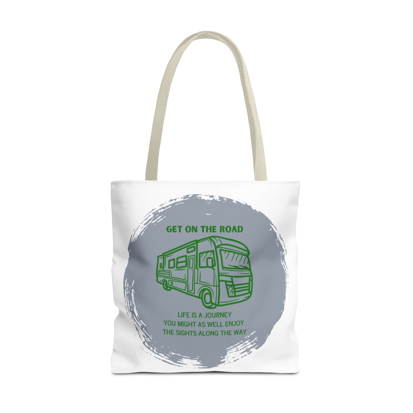 Get the Road  Life is a Journey White Tote Bag (AOP)