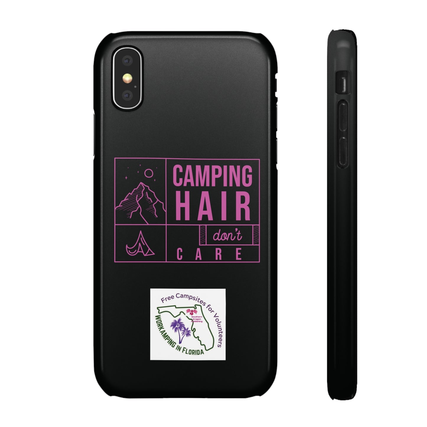 Camp Hair Dont Care iPhone and Samsung Black Cellphone Snap Cases