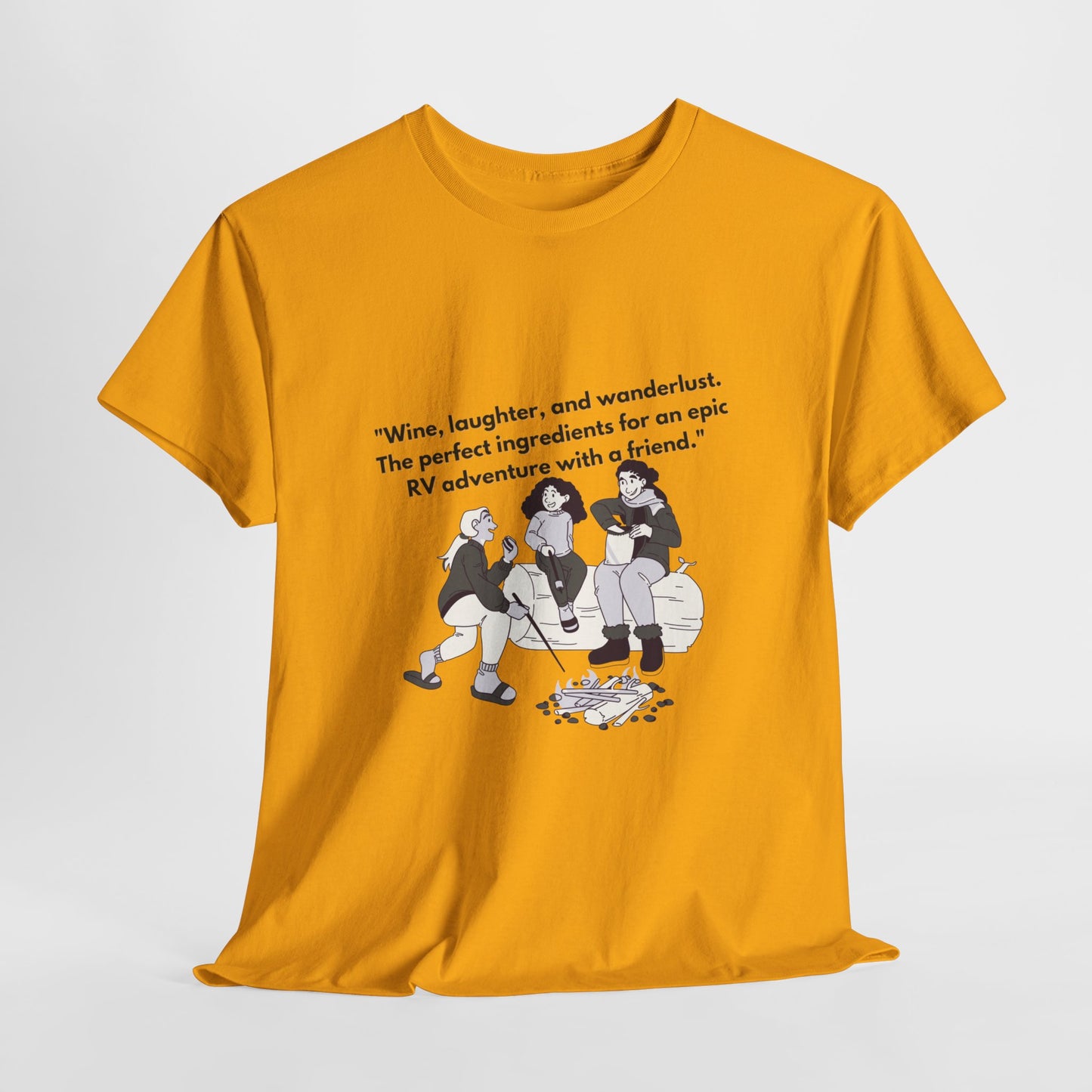 Wine and Laughter Women RVing Together Light Colored Unisex Heavy Cotton Tee