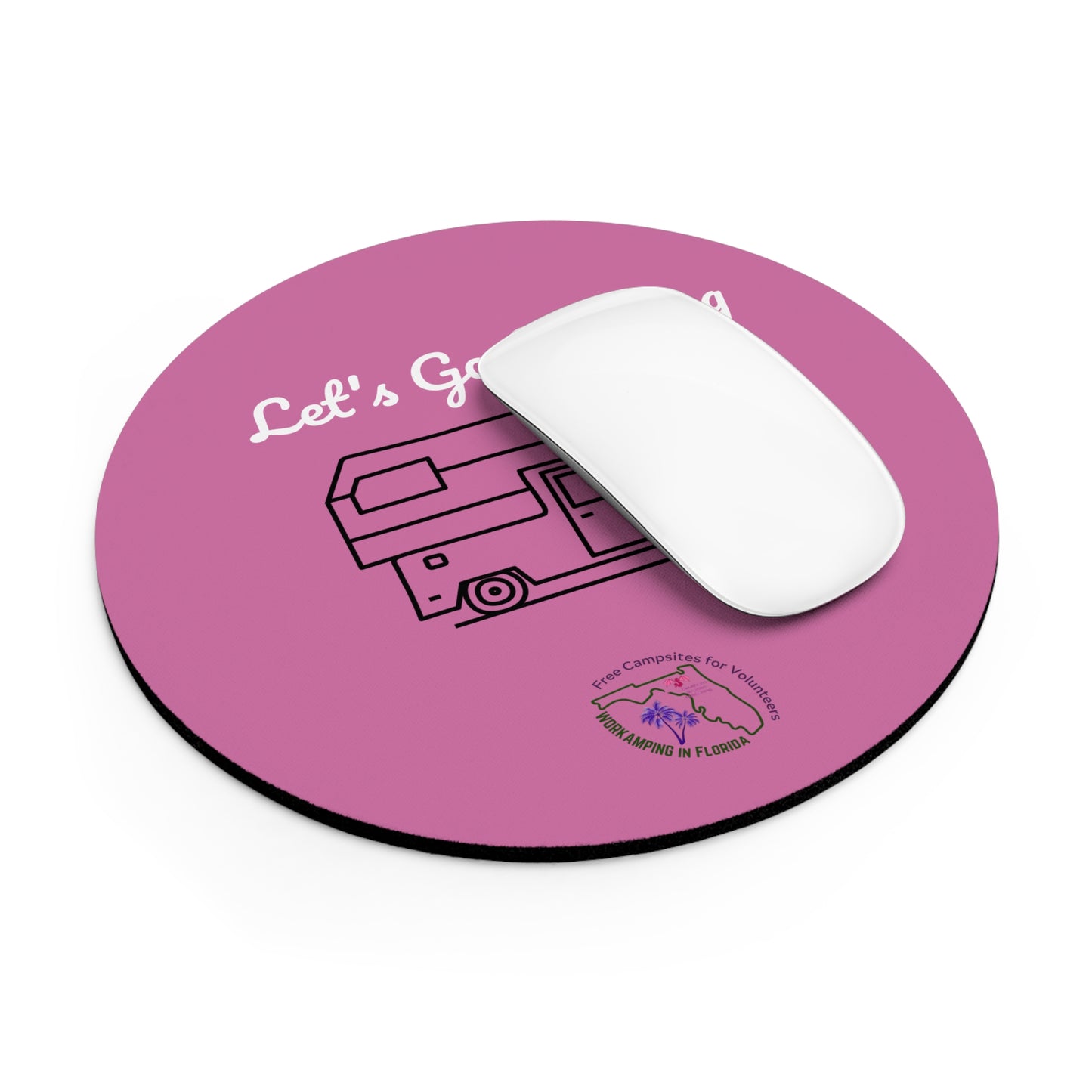 Let's Go Camping Pink Mousepad