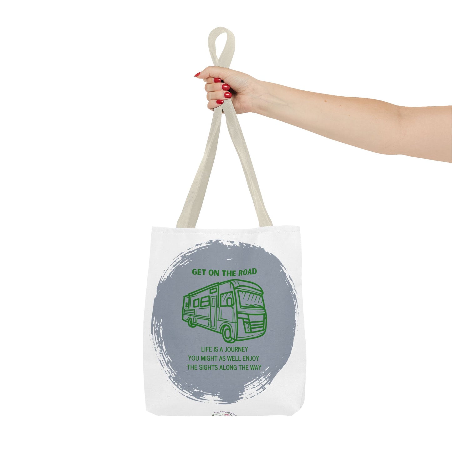 Get the Road  Life is a Journey White Tote Bag (AOP)