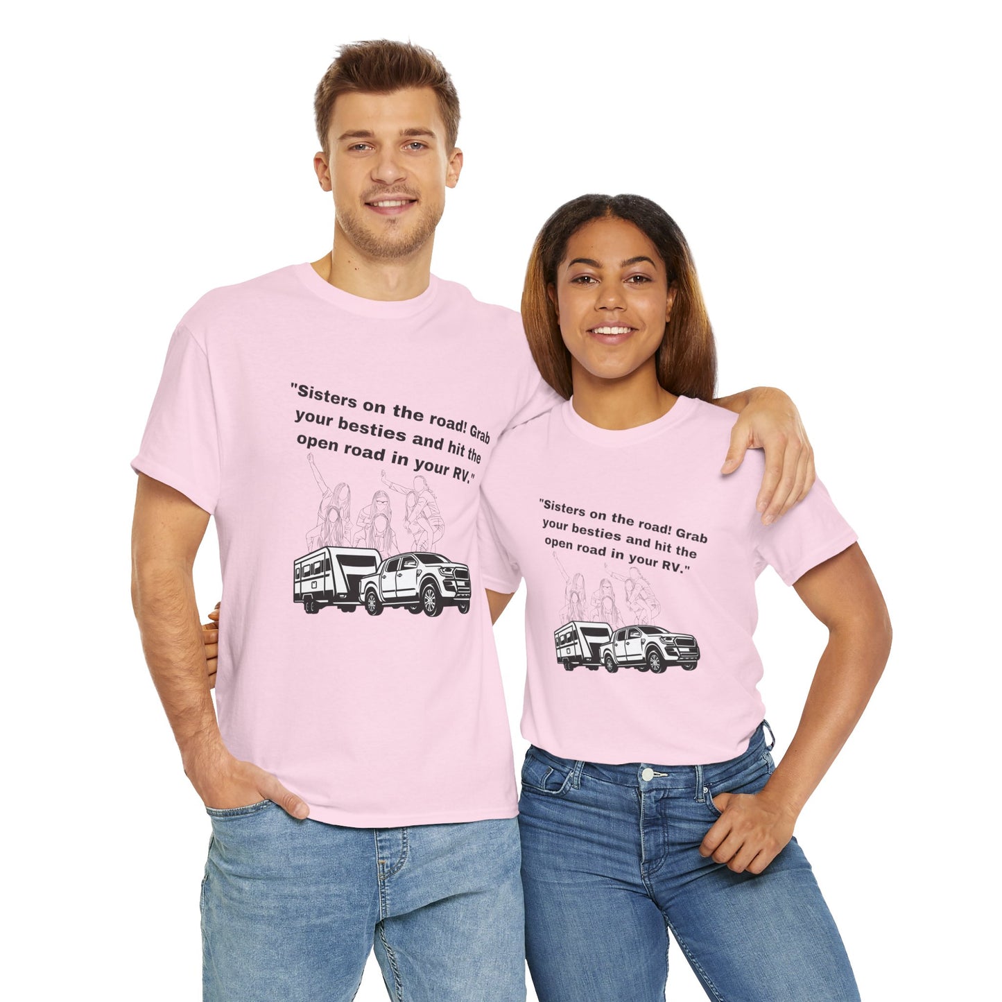 Sisters on the Road Light Colored Unisex Heavy Cotton Tee