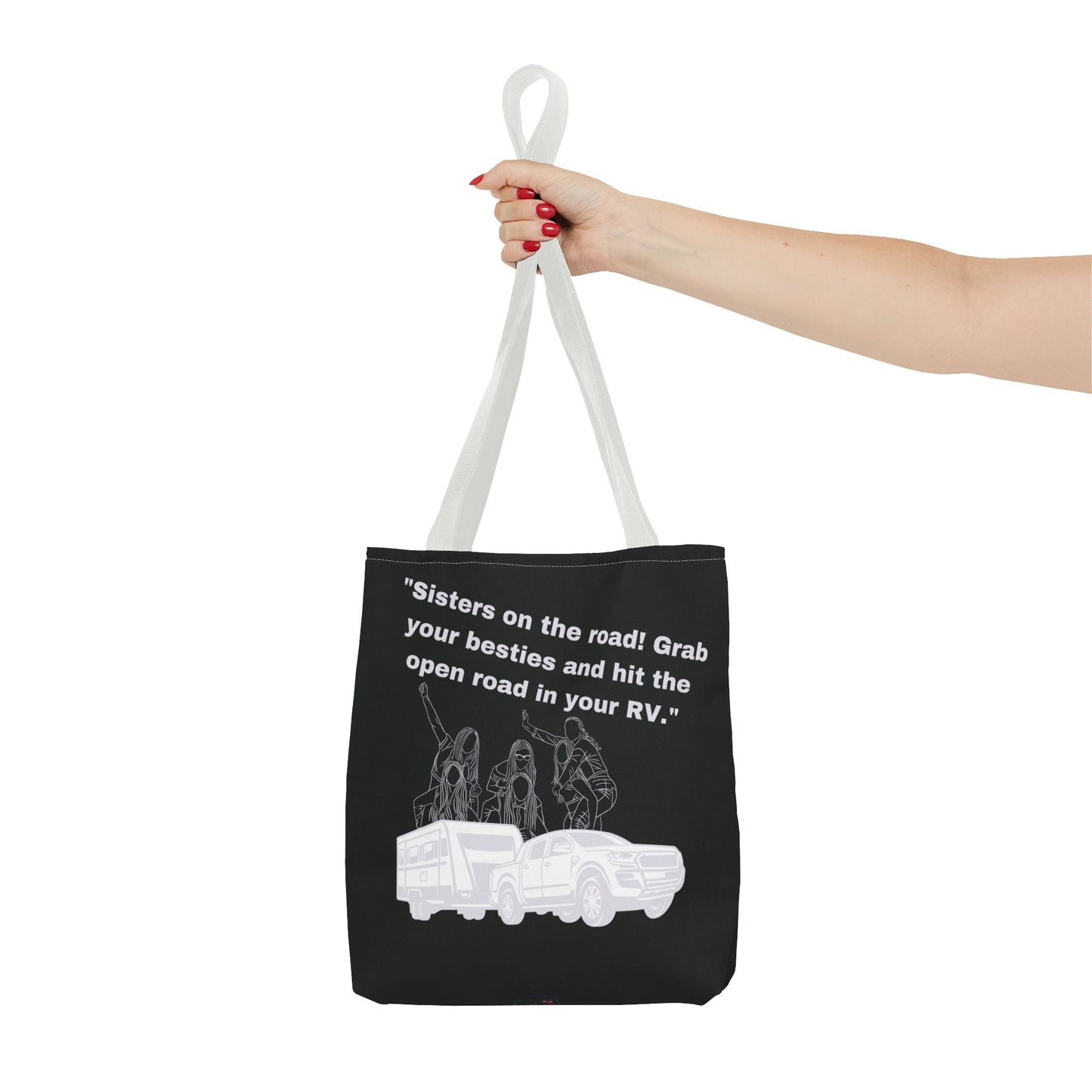 Sister on the Road RVing Black Tote Bag (AOP)