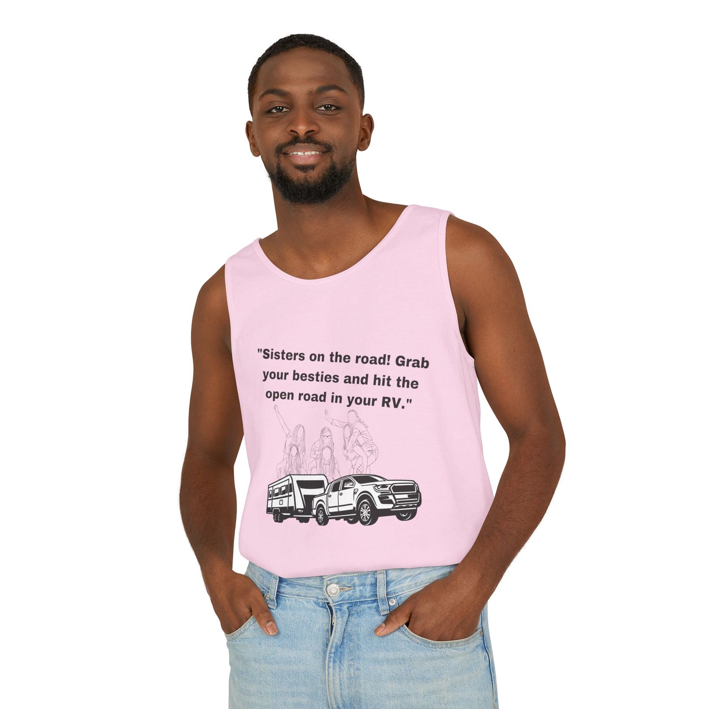 Sisters Hit the Road RVing Unisex Garment-Dyed Tank Top