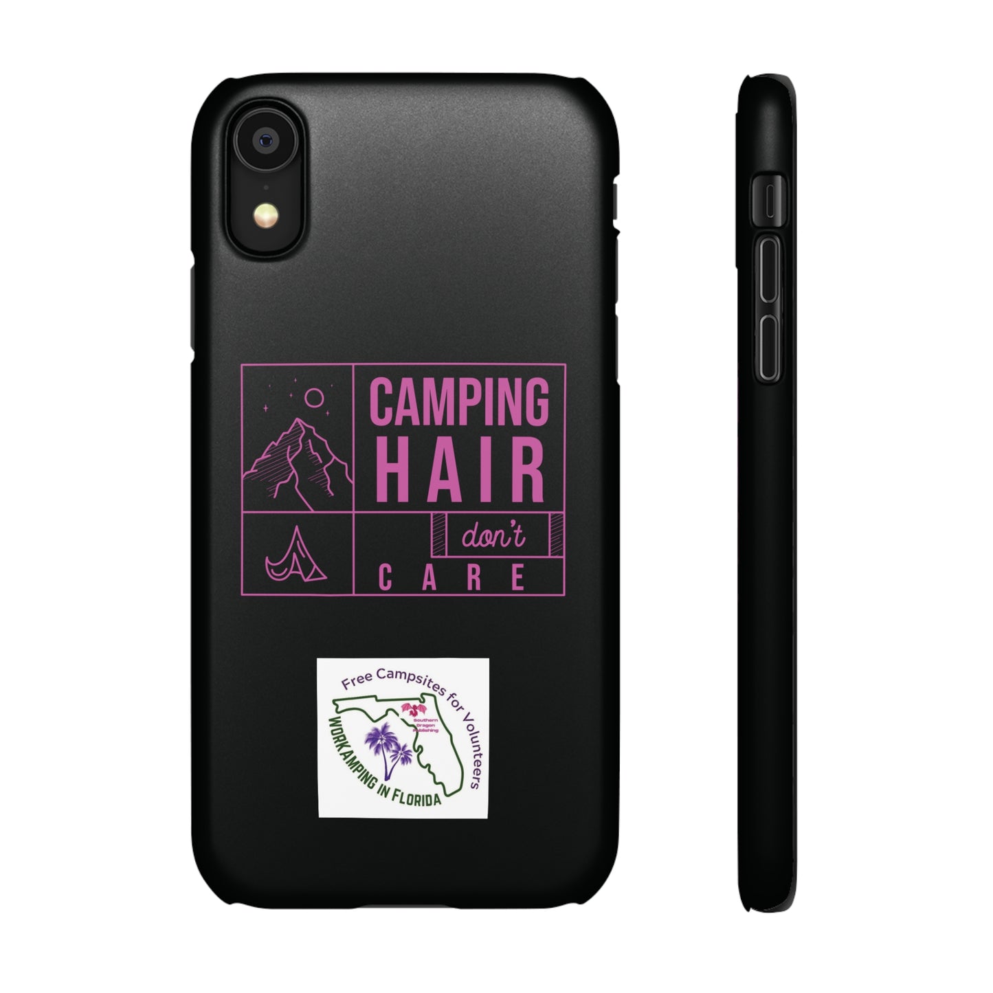 Camp Hair Dont Care iPhone and Samsung Black Cellphone Snap Cases