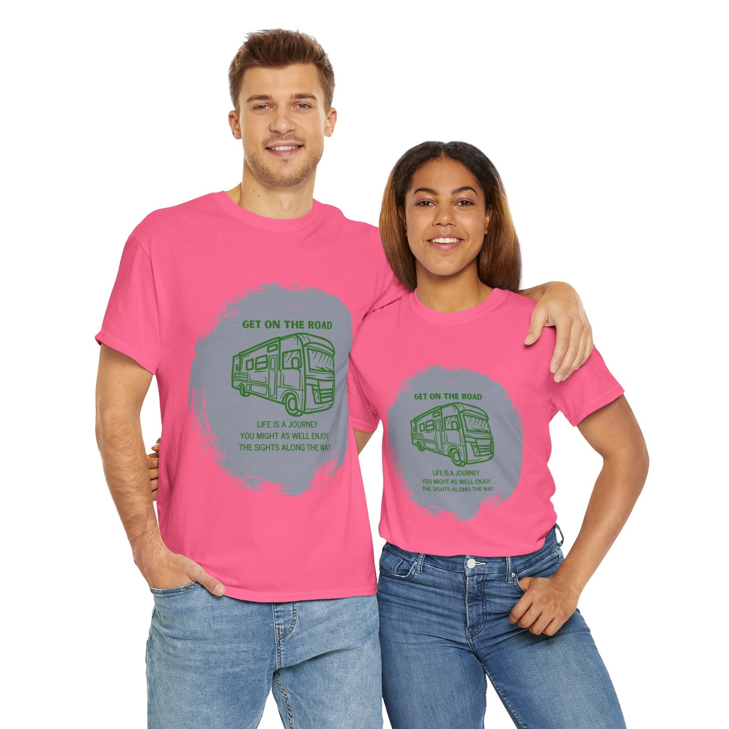 Get on the Road Life Is a Journey Unisex Heavy Cotton Tee