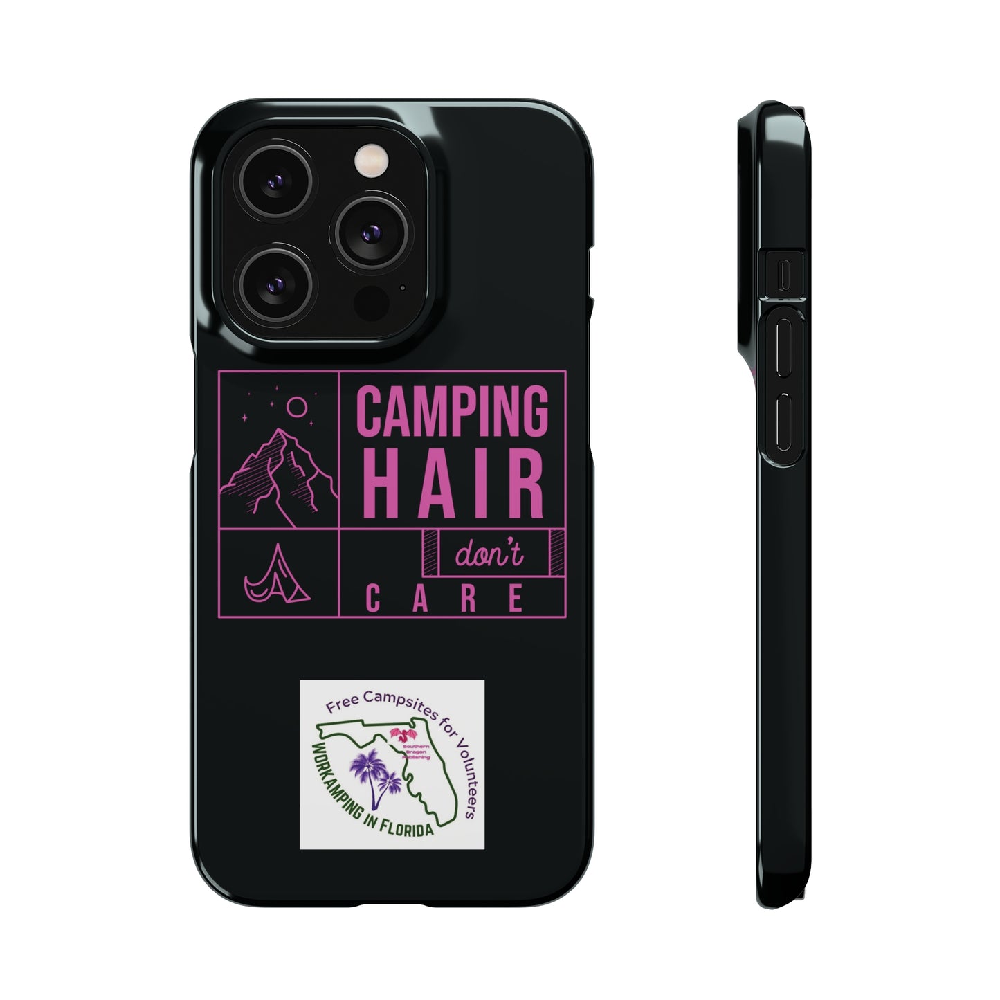 Camp Hair Dont Care iPhone and Samsung Black Cellphone Snap Cases