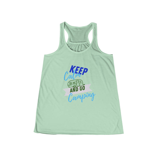 Keep Calm Lets Go Camping Women's Flowy Racerback Tank