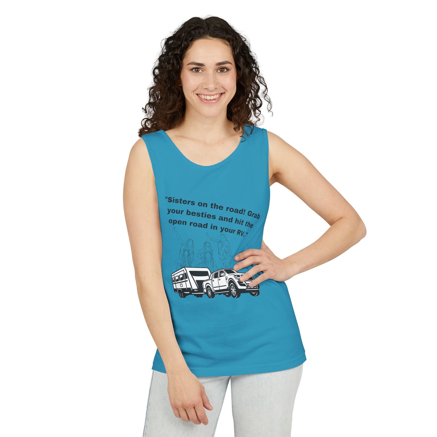 Sisters Hit the Road RVing Unisex Garment-Dyed Tank Top