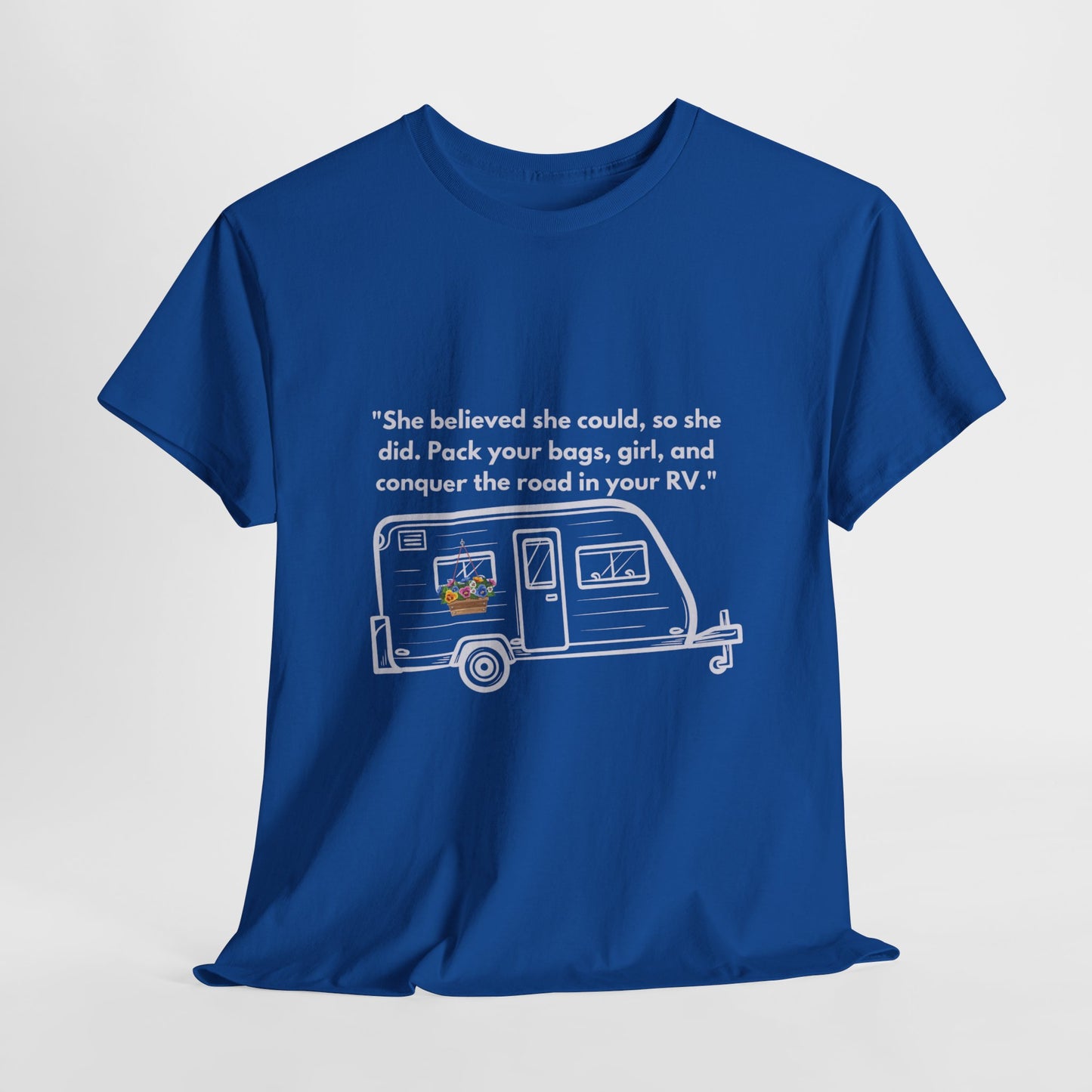 She Believed She Could Go RVing Solo Dark Colors Unisex Heavy Cotton Tee