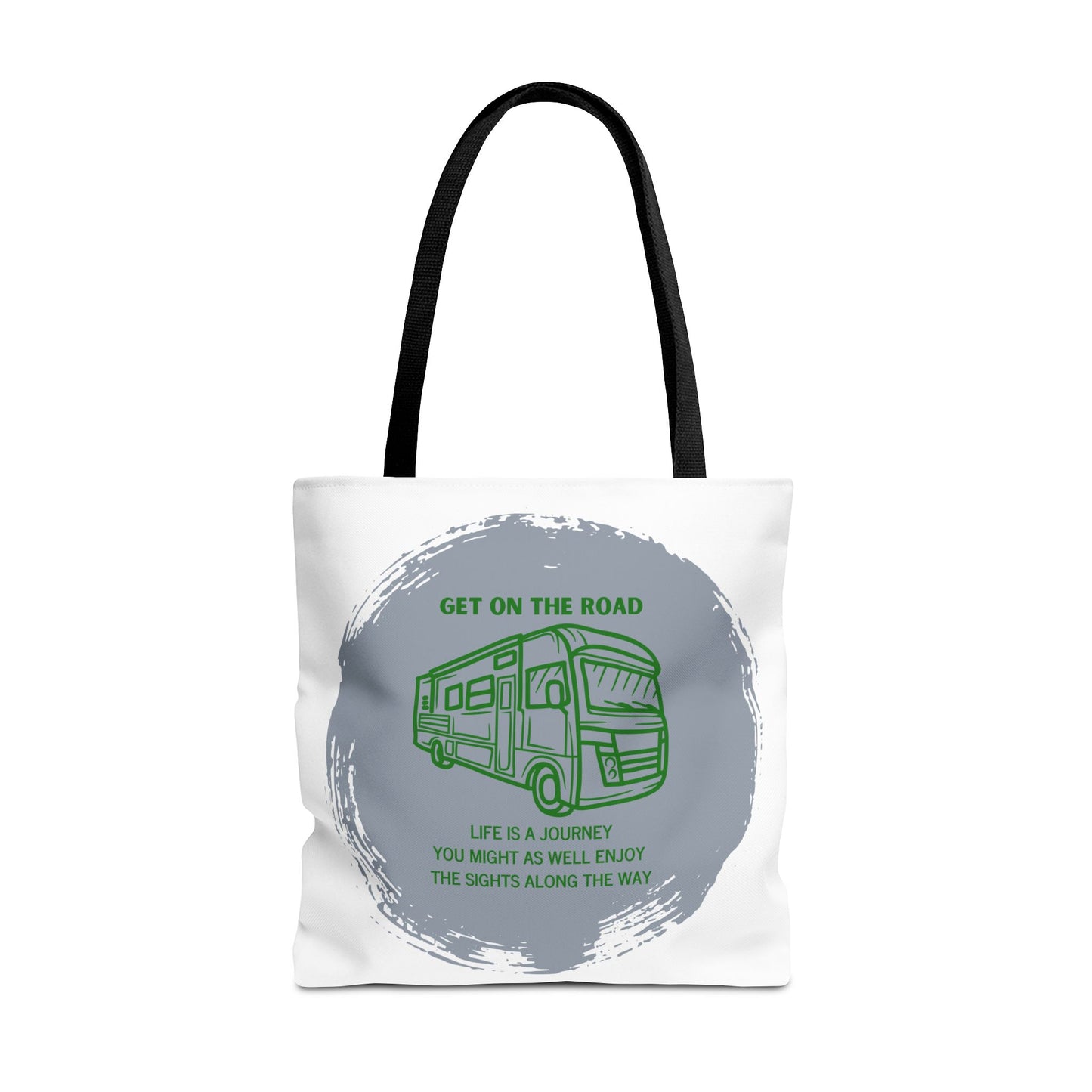 Get the Road  Life is a Journey White Tote Bag (AOP)