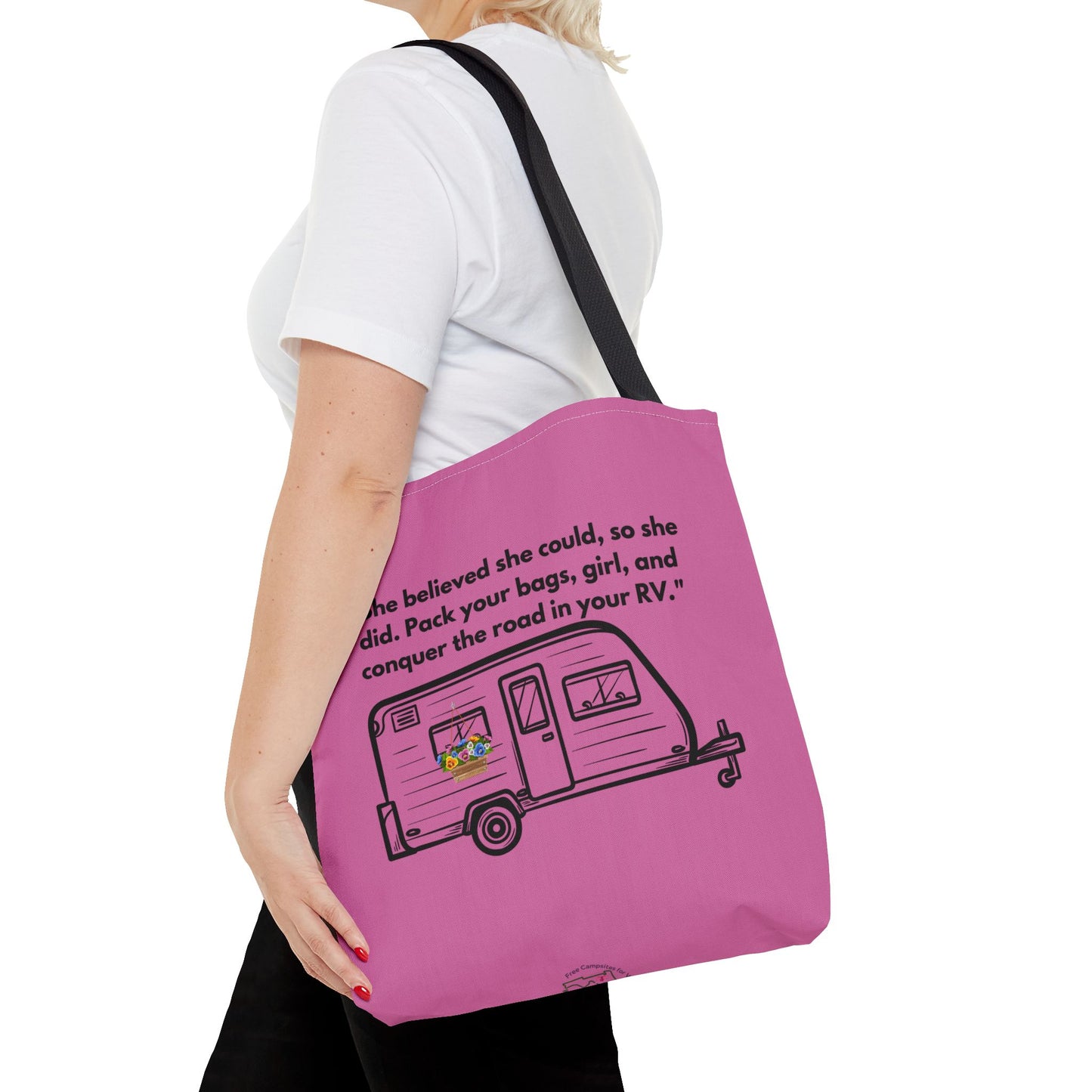 She Believed She Could Go RVing Pink Tote Bag (AOP)