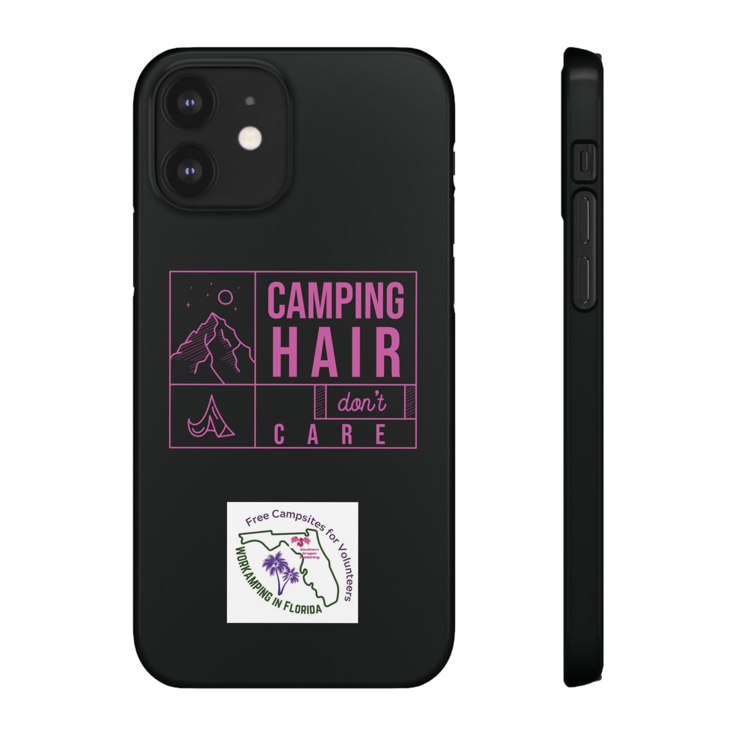 Camp Hair Dont Care iPhone and Samsung Black Cellphone Snap Cases