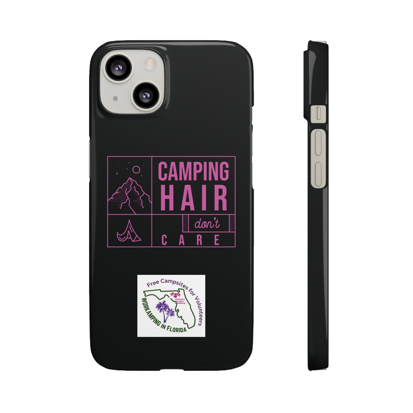 Camp Hair Dont Care iPhone and Samsung Black Cellphone Snap Cases