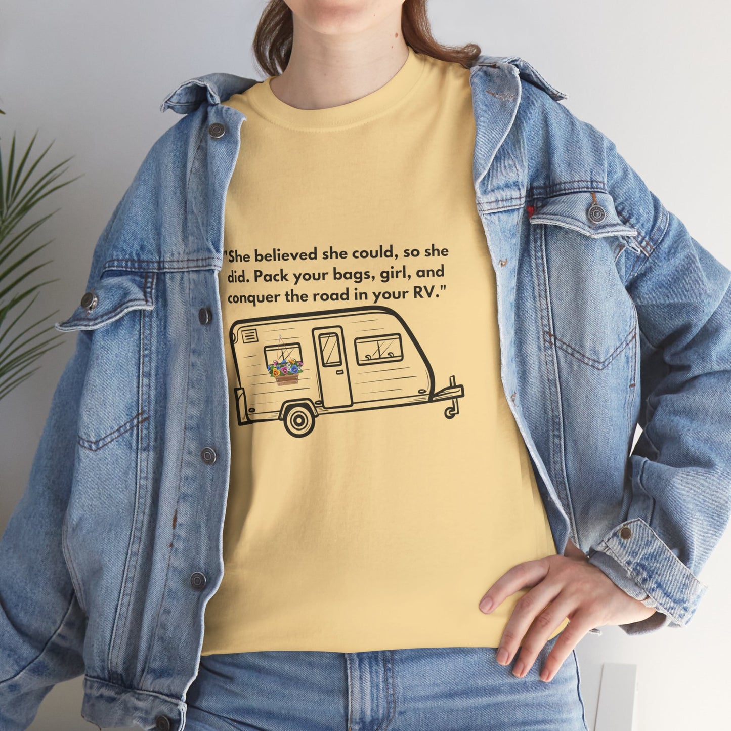 She Believed She Could Go Solo RVing Light Colors Unisex Heavy Cotton Tee