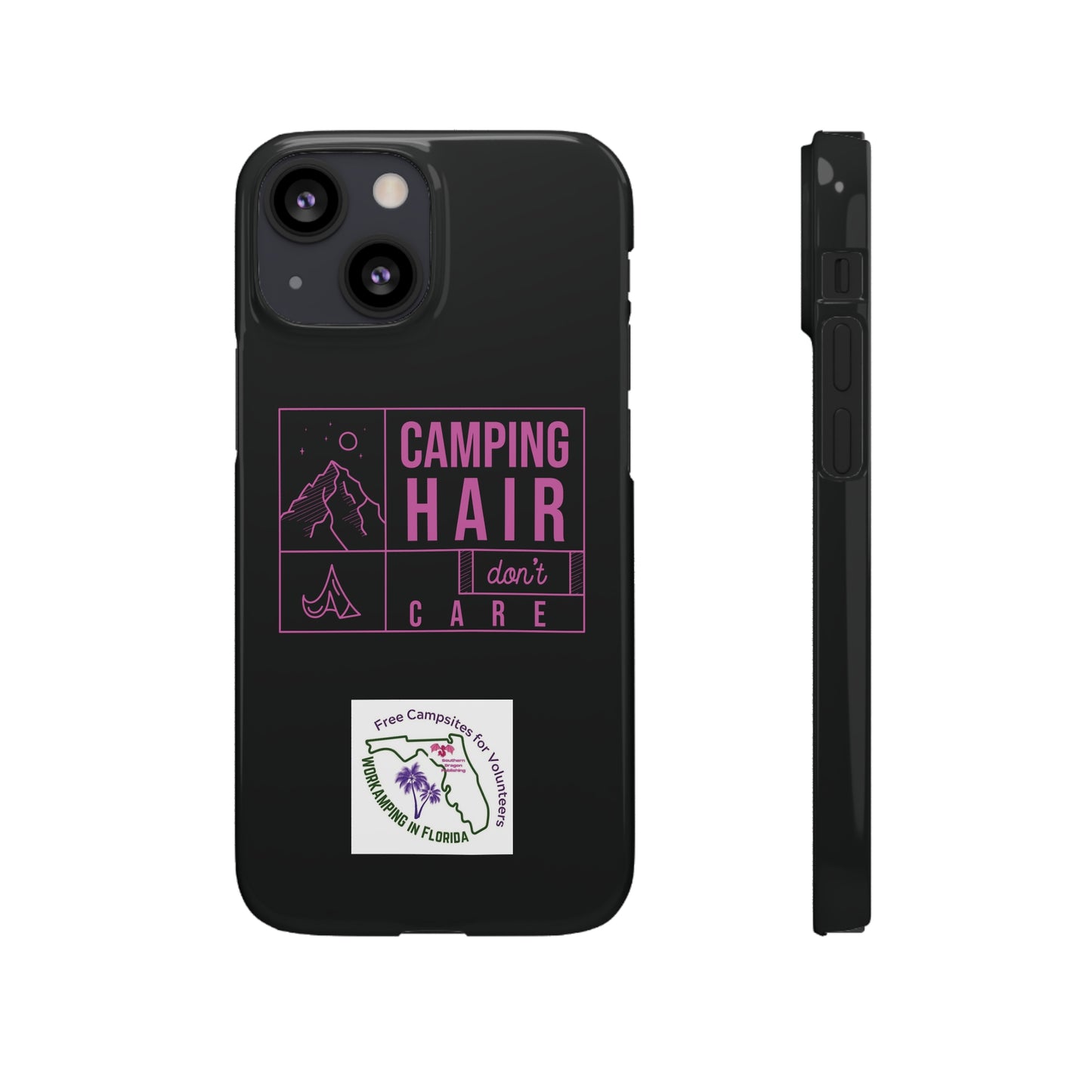 Camp Hair Dont Care iPhone and Samsung Black Cellphone Snap Cases