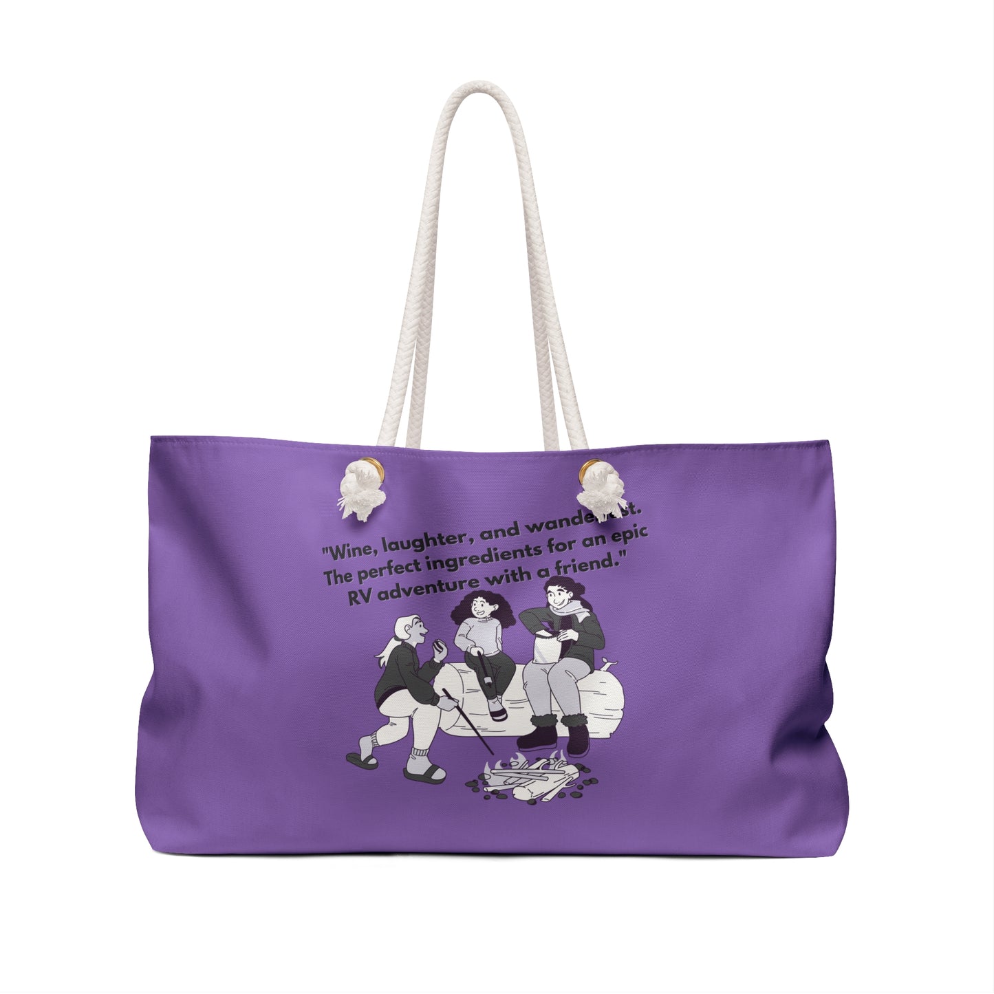 Wine Laughter and Wanderlust  Women RVing Purple Weekender Bag