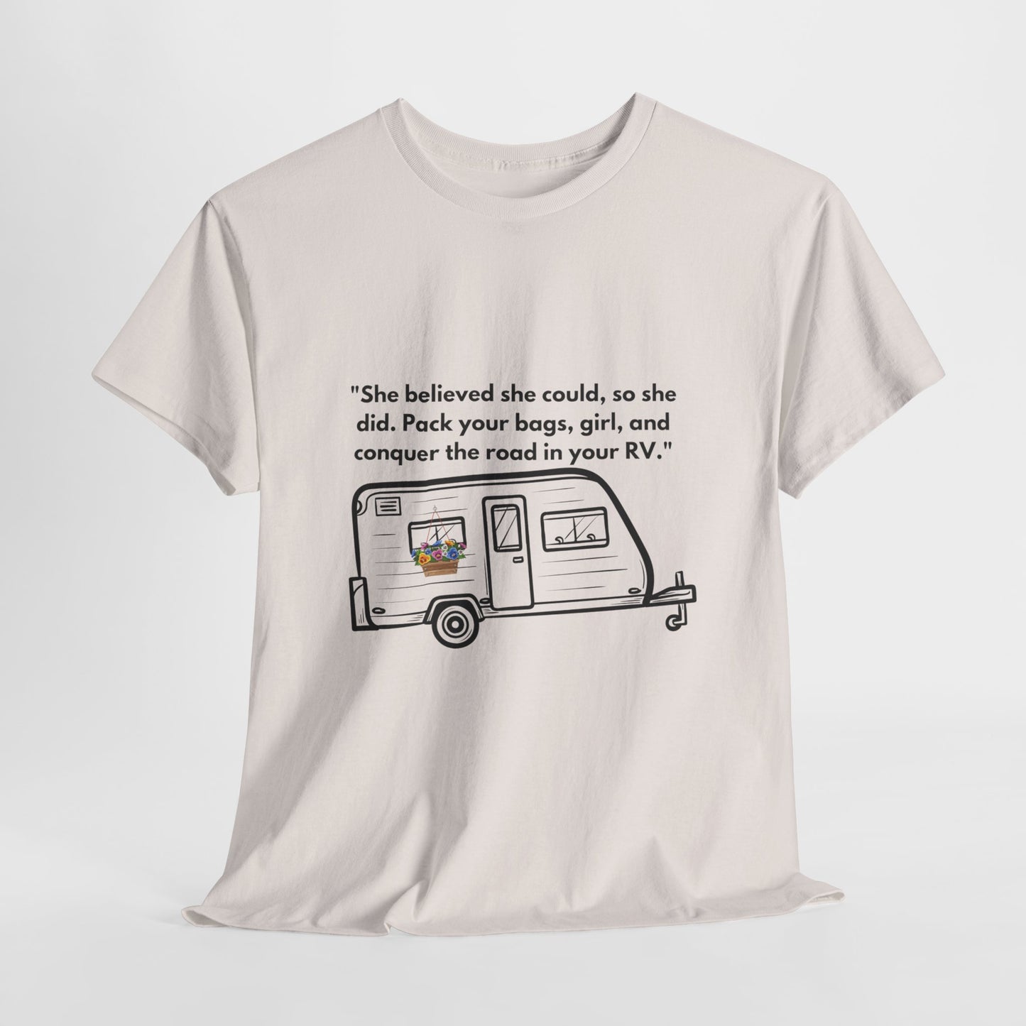 She Believed She Could Go Solo RVing Light Colors Unisex Heavy Cotton Tee