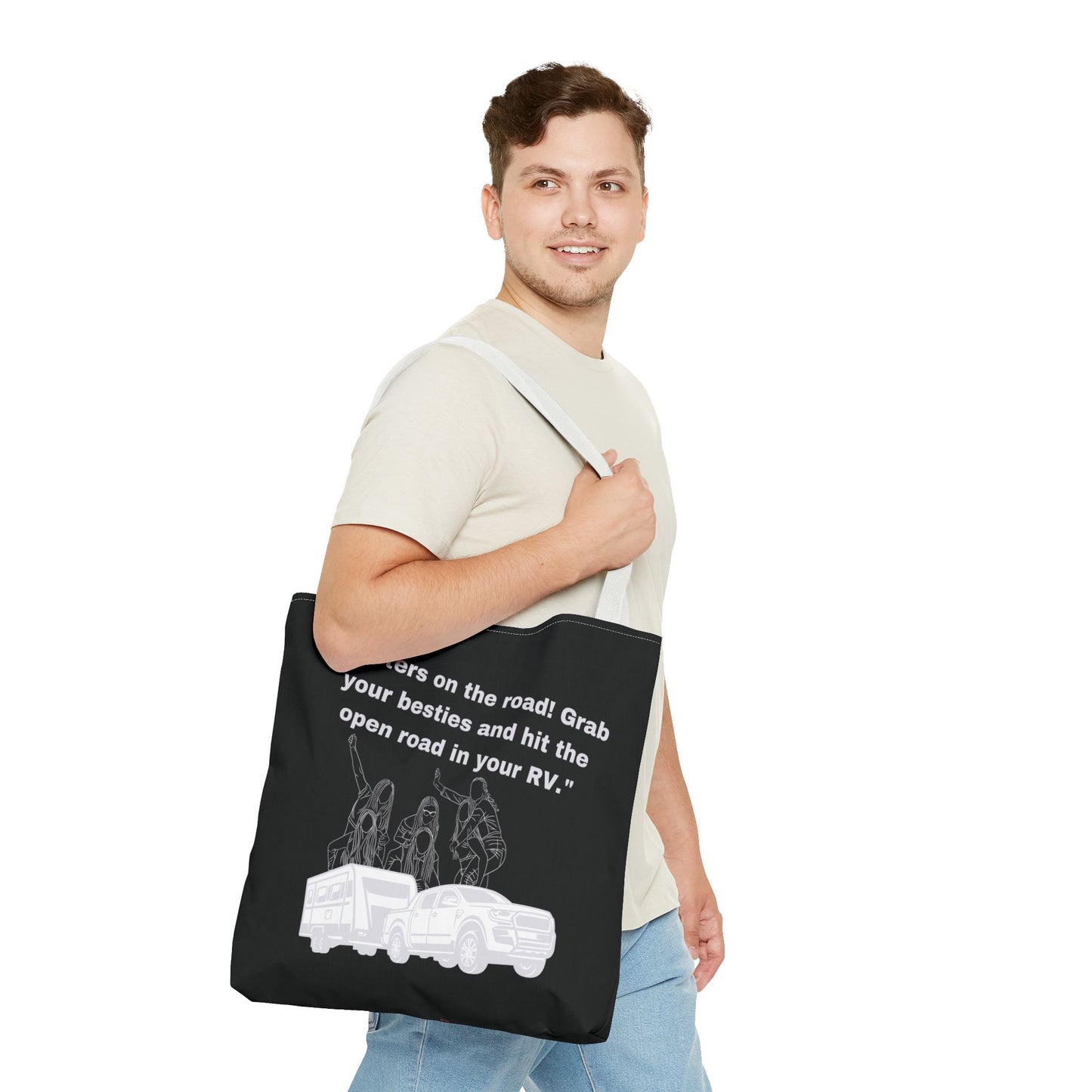 Sister on the Road RVing Black Tote Bag (AOP)