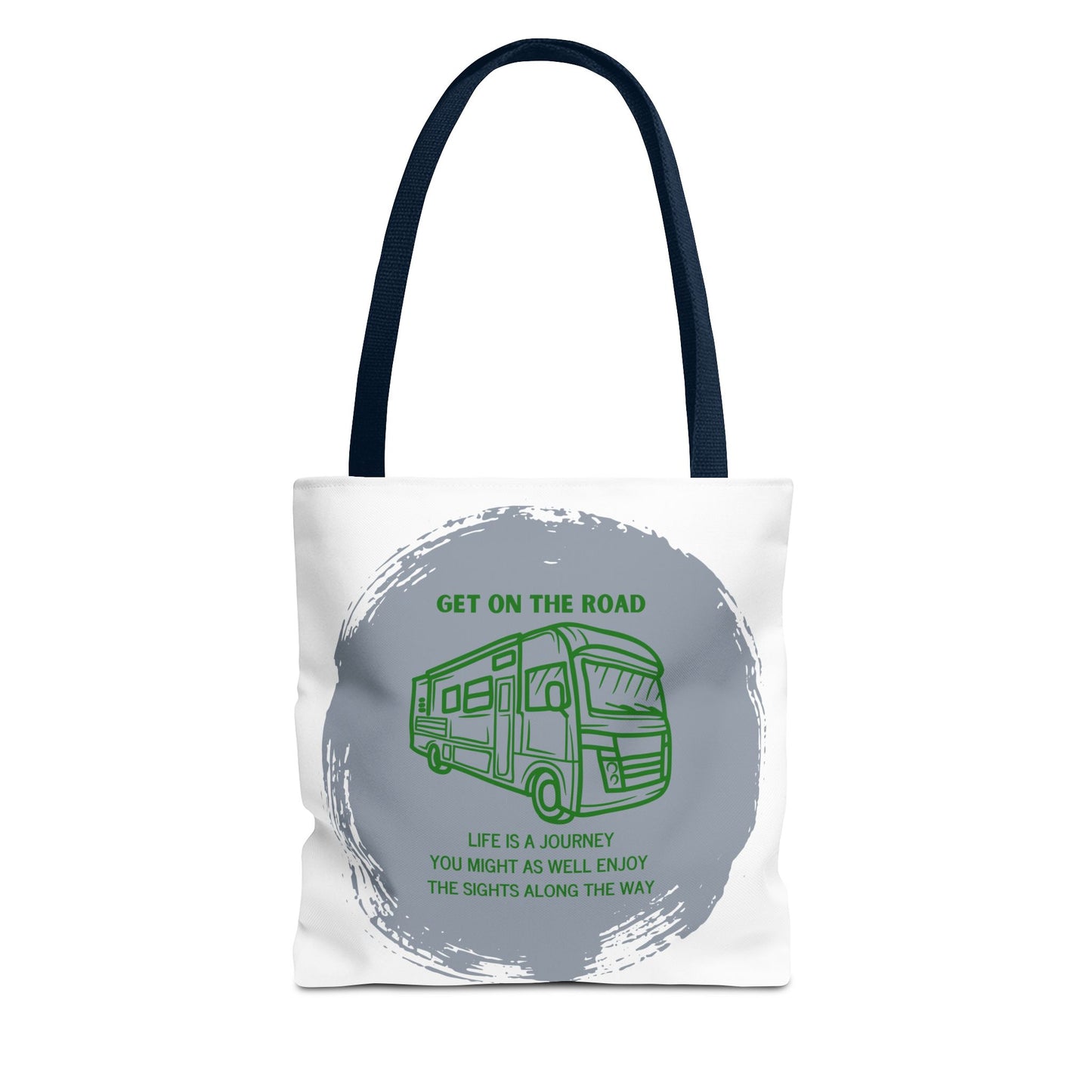 Get the Road  Life is a Journey White Tote Bag (AOP)