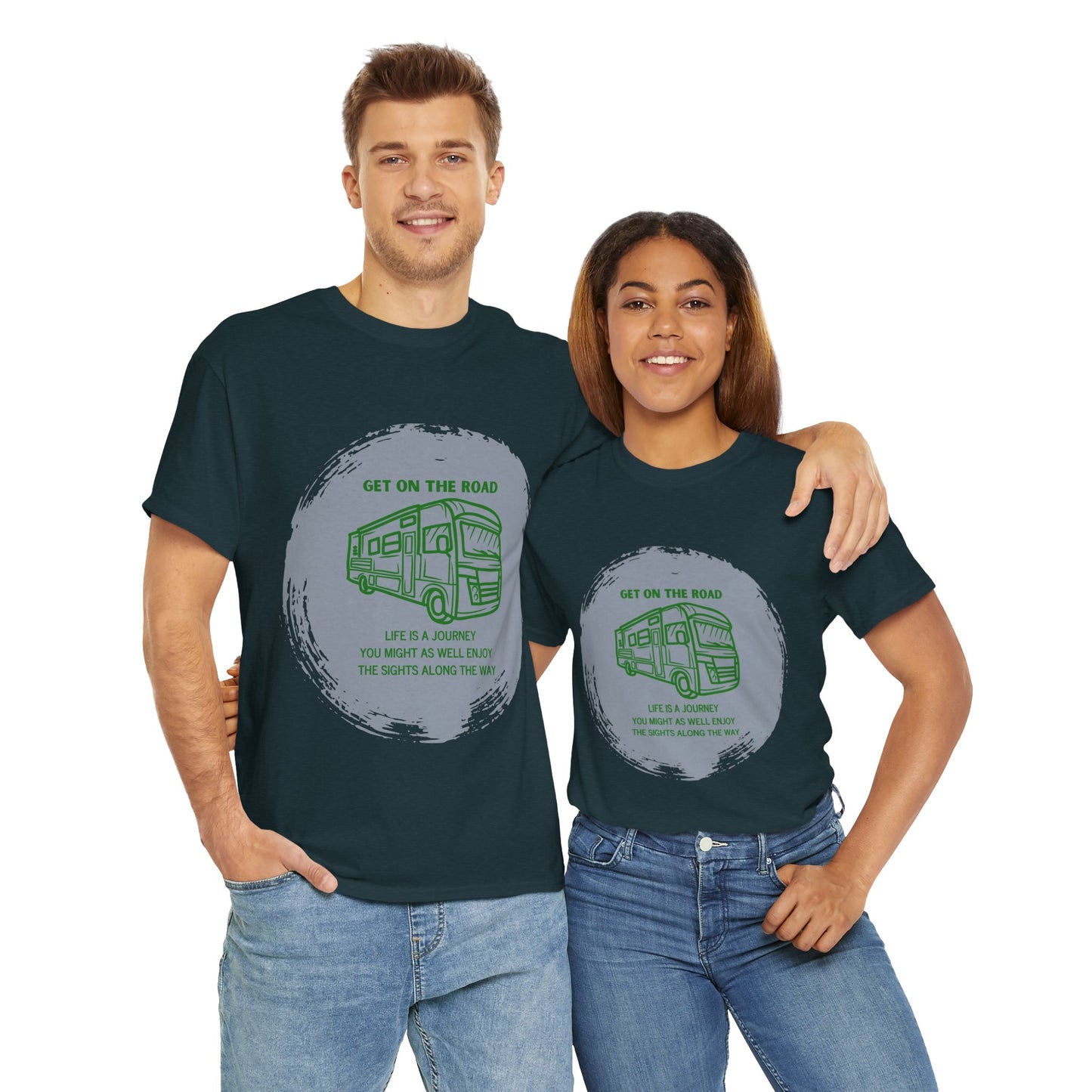 Get on the Road Life Is a Journey Unisex Heavy Cotton Tee