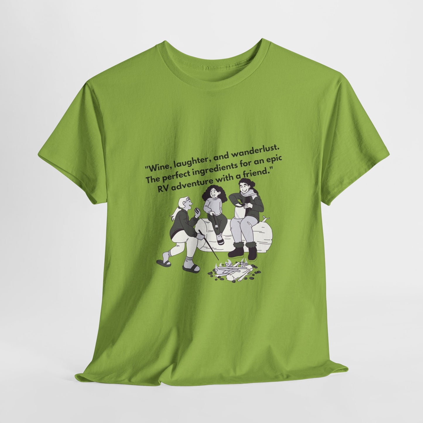 Wine and Laughter Women RVing Together Light Colored Unisex Heavy Cotton Tee