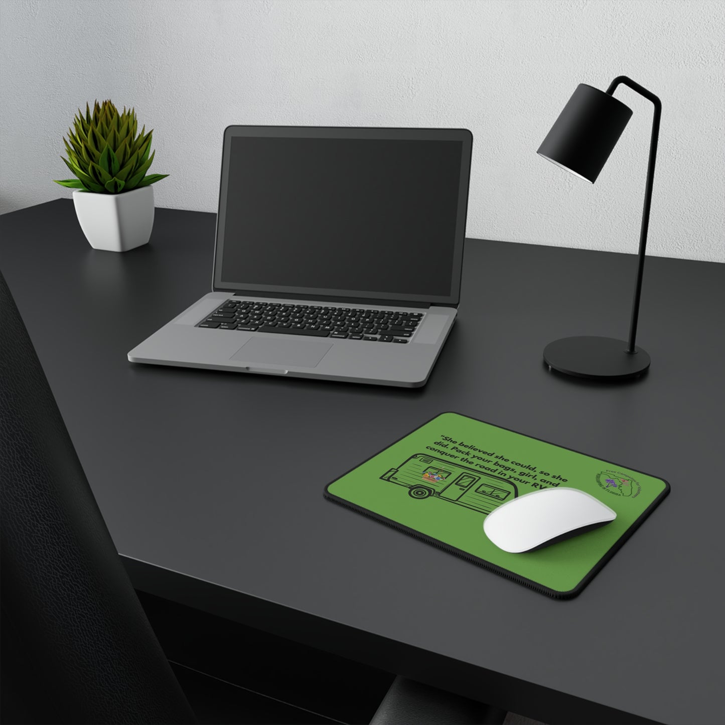 She Believed She Could Go RVing Green Non-Slip Gaming Mouse Pad