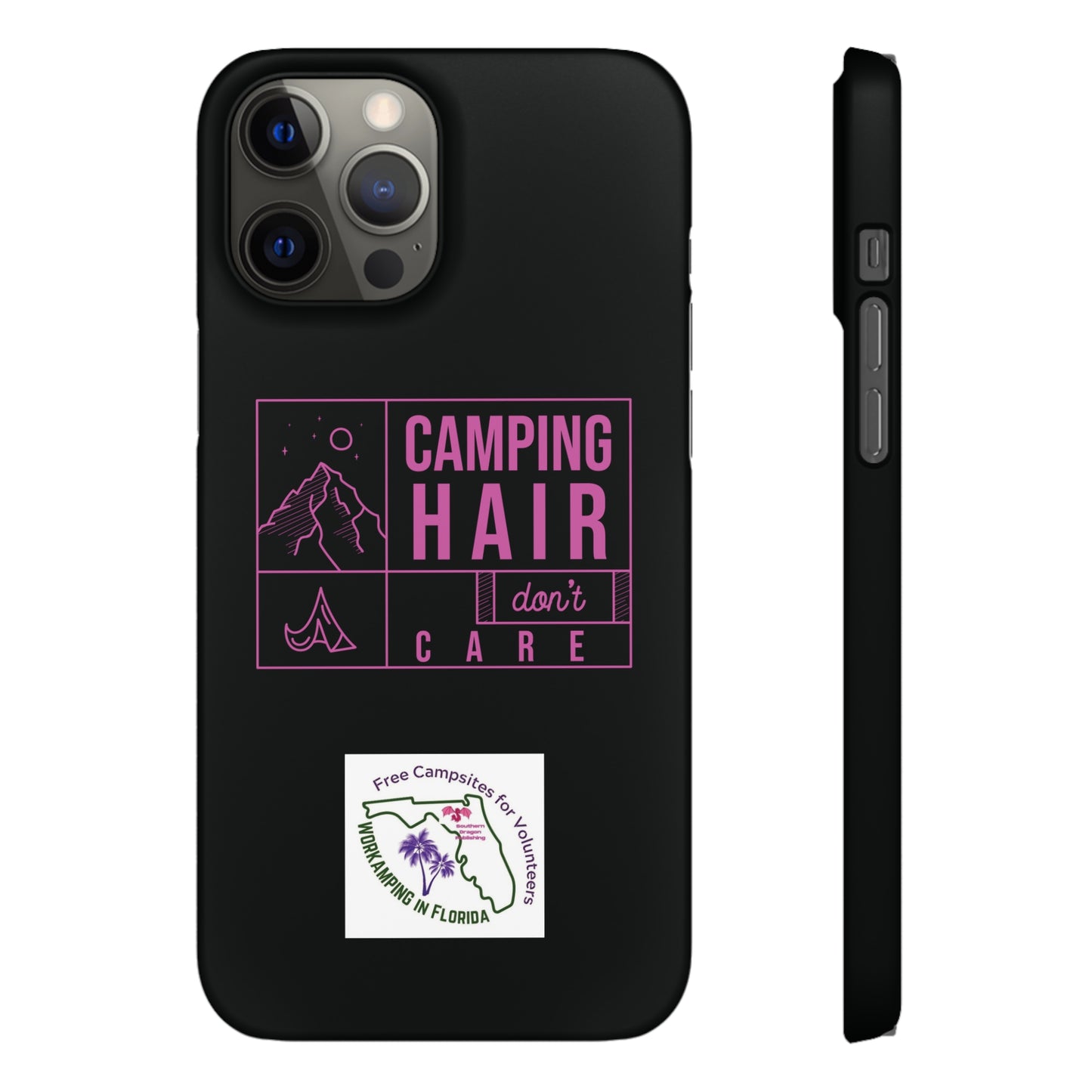 Camp Hair Dont Care iPhone and Samsung Black Cellphone Snap Cases