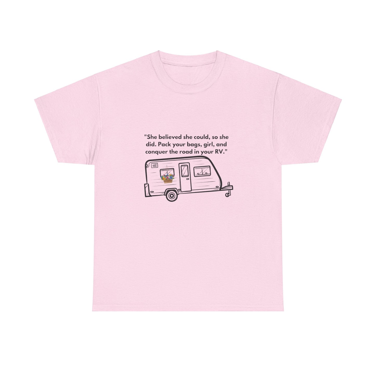 She Believed She Could Go Solo RVing Light Colors Unisex Heavy Cotton Tee