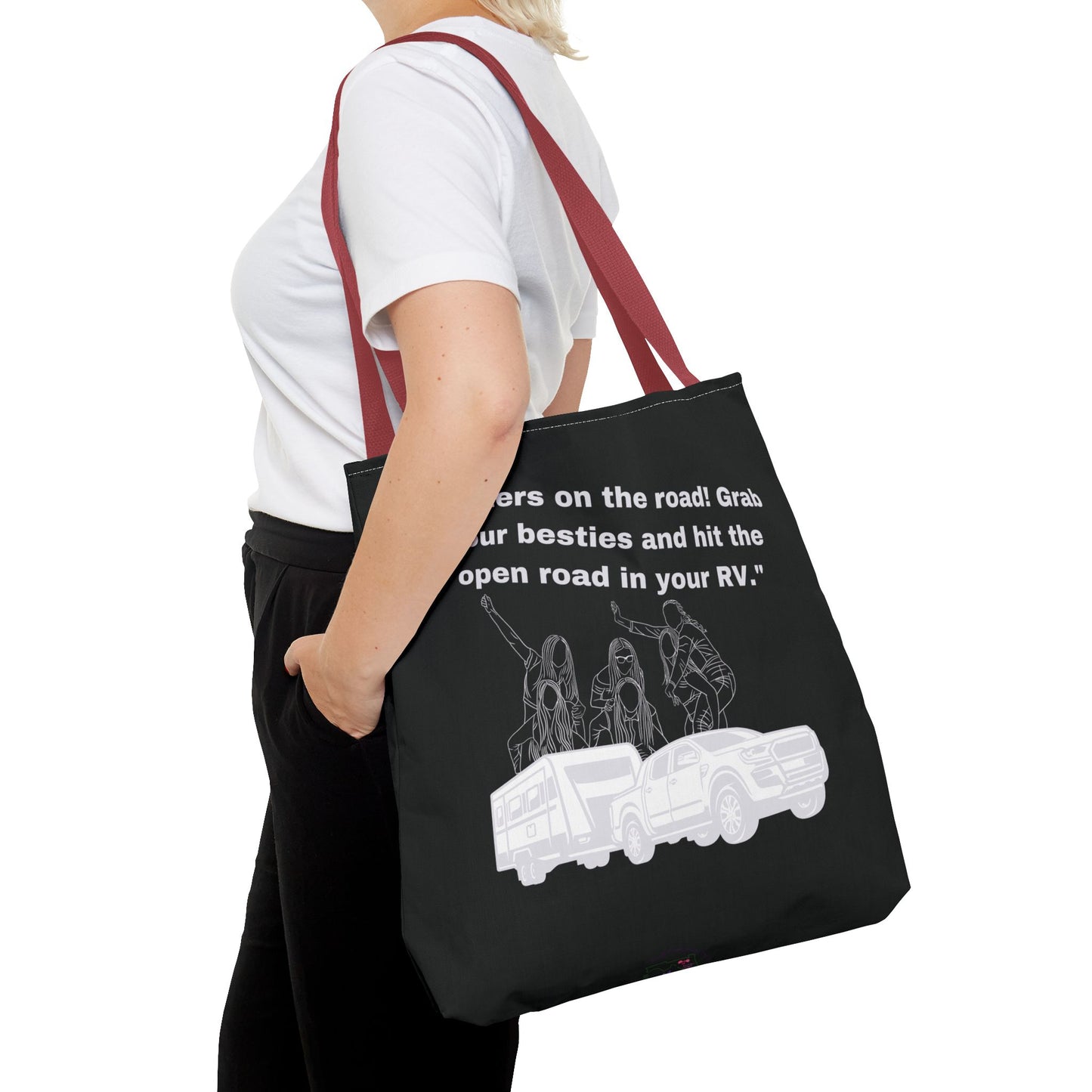 Sister on the Road RVing Black Tote Bag (AOP)