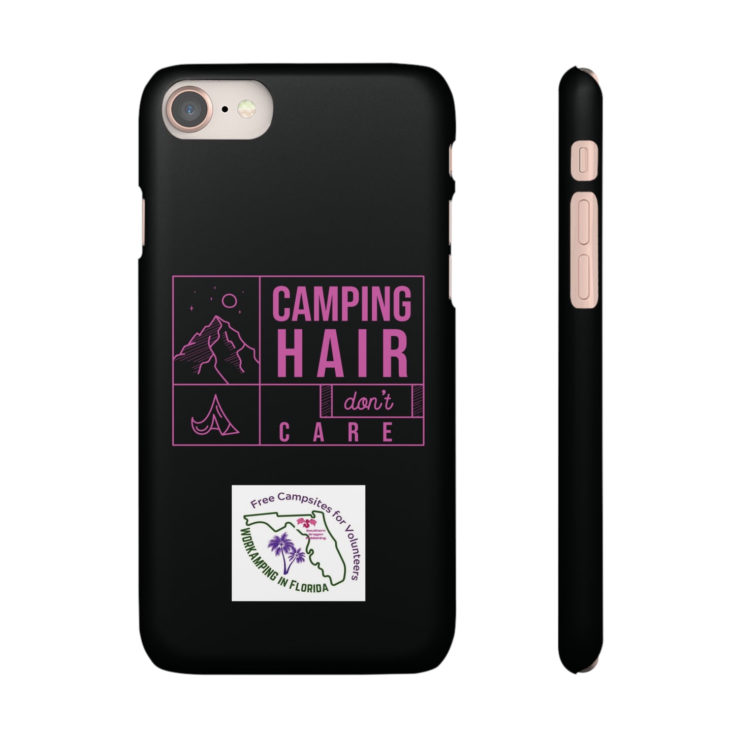 Camp Hair Dont Care iPhone and Samsung Black Cellphone Snap Cases