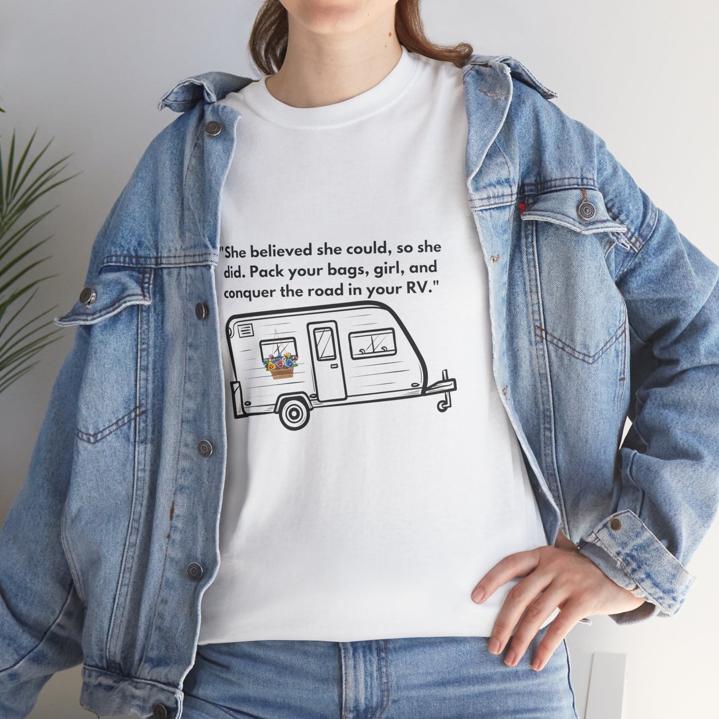 She Believed She Could Go Solo RVing Light Colors Unisex Heavy Cotton Tee