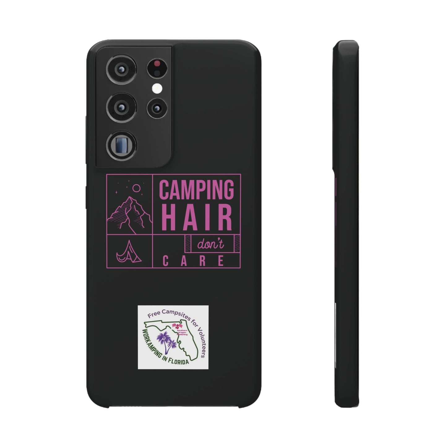 Camp Hair Dont Care iPhone and Samsung Black Cellphone Snap Cases