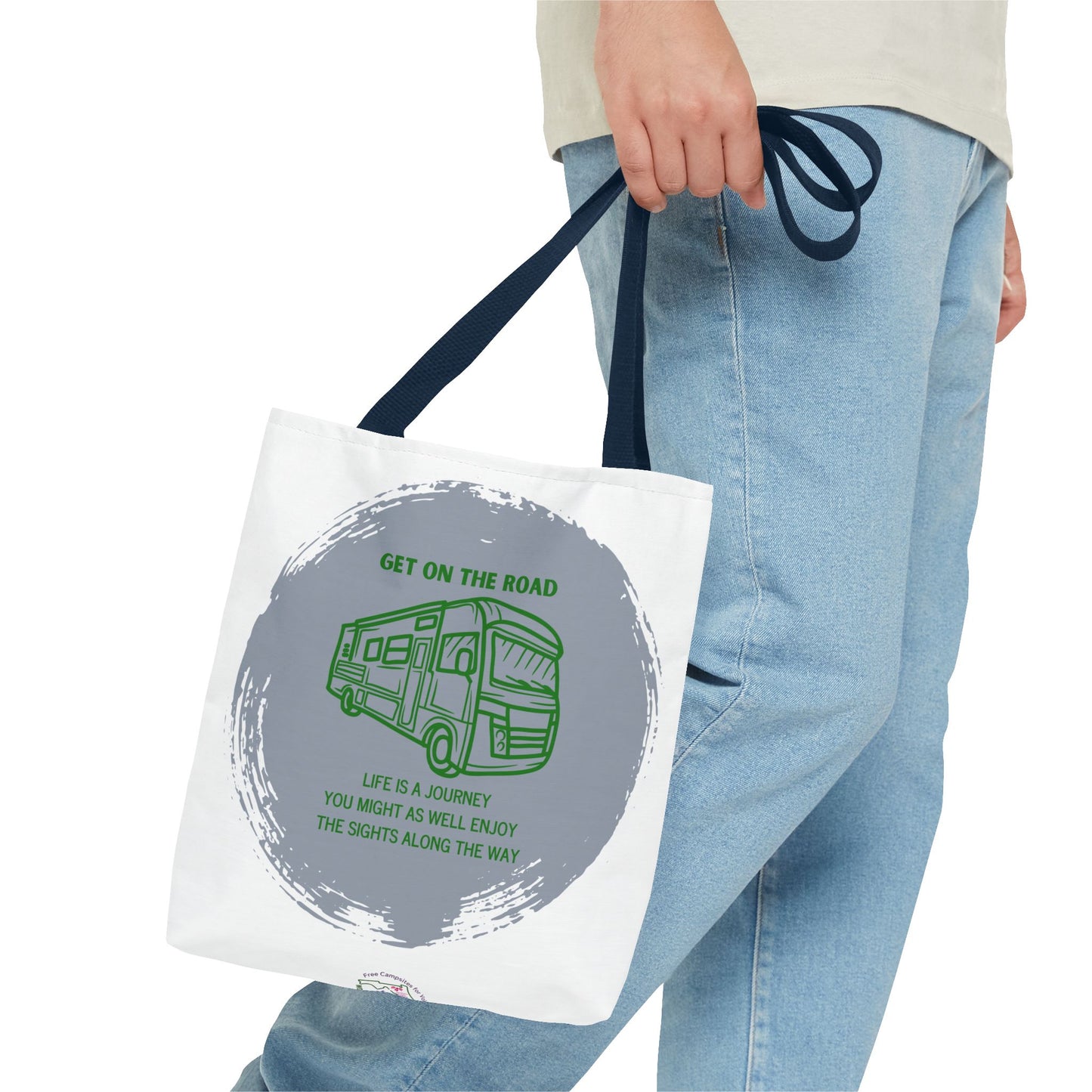 Get the Road  Life is a Journey White Tote Bag (AOP)