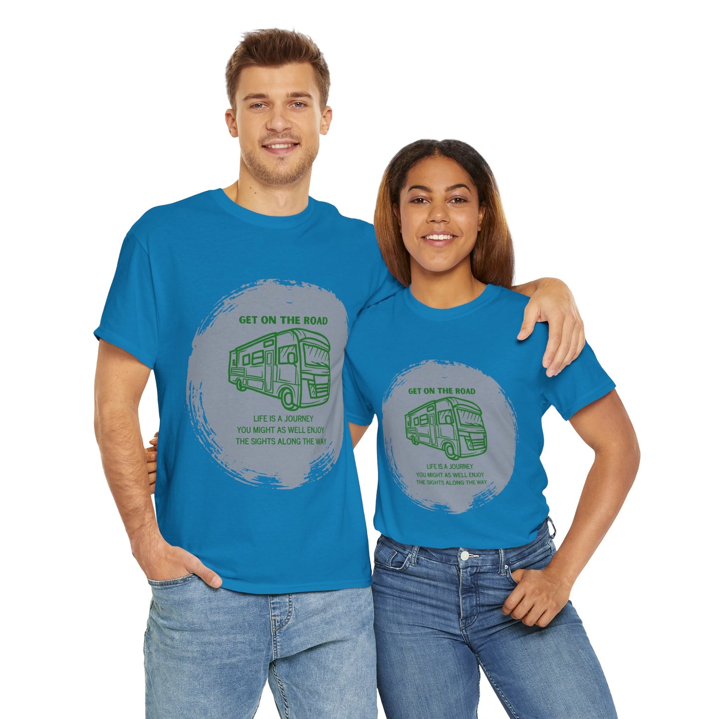 Get on the Road Life Is a Journey Unisex Heavy Cotton Tee