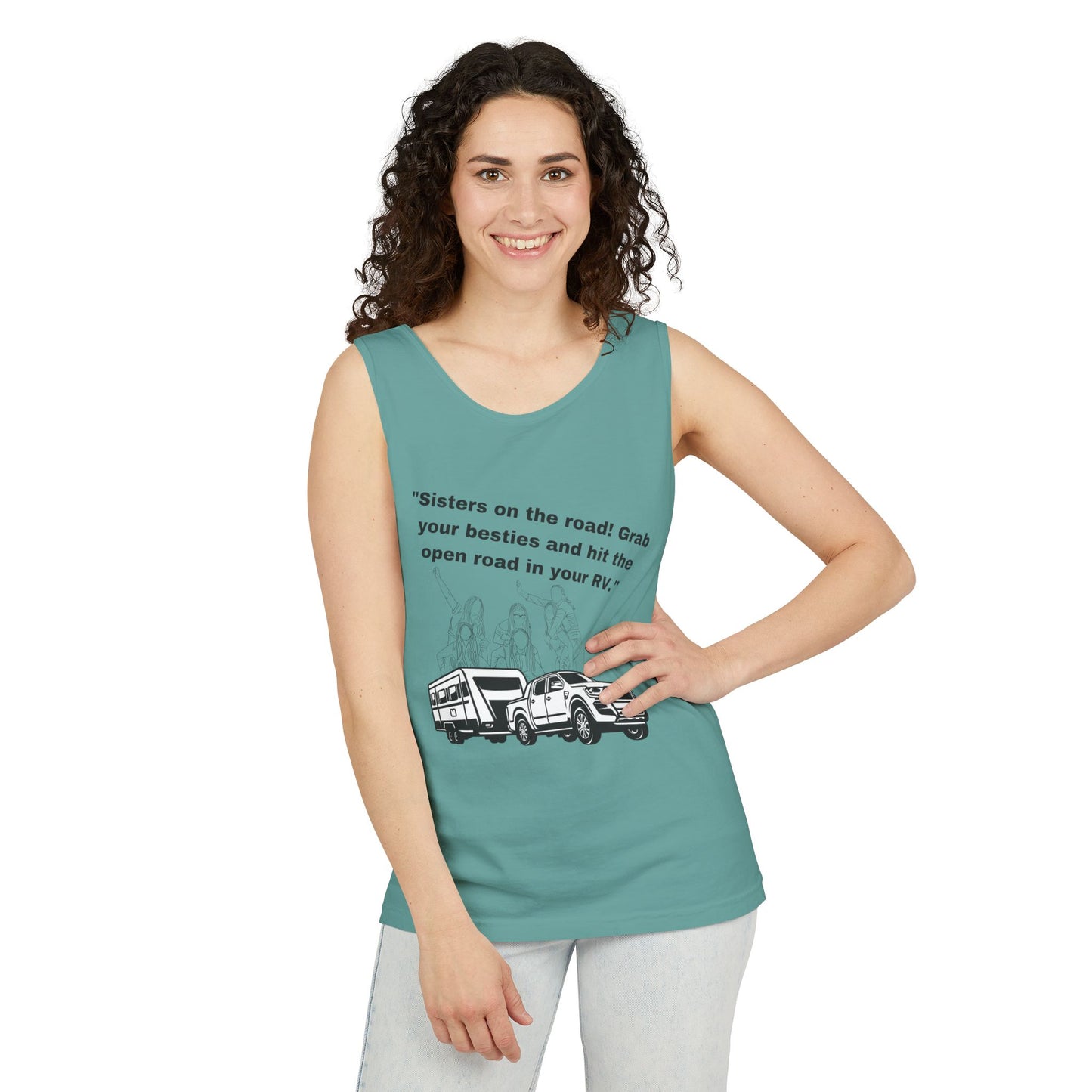 Sisters Hit the Road RVing Unisex Garment-Dyed Tank Top