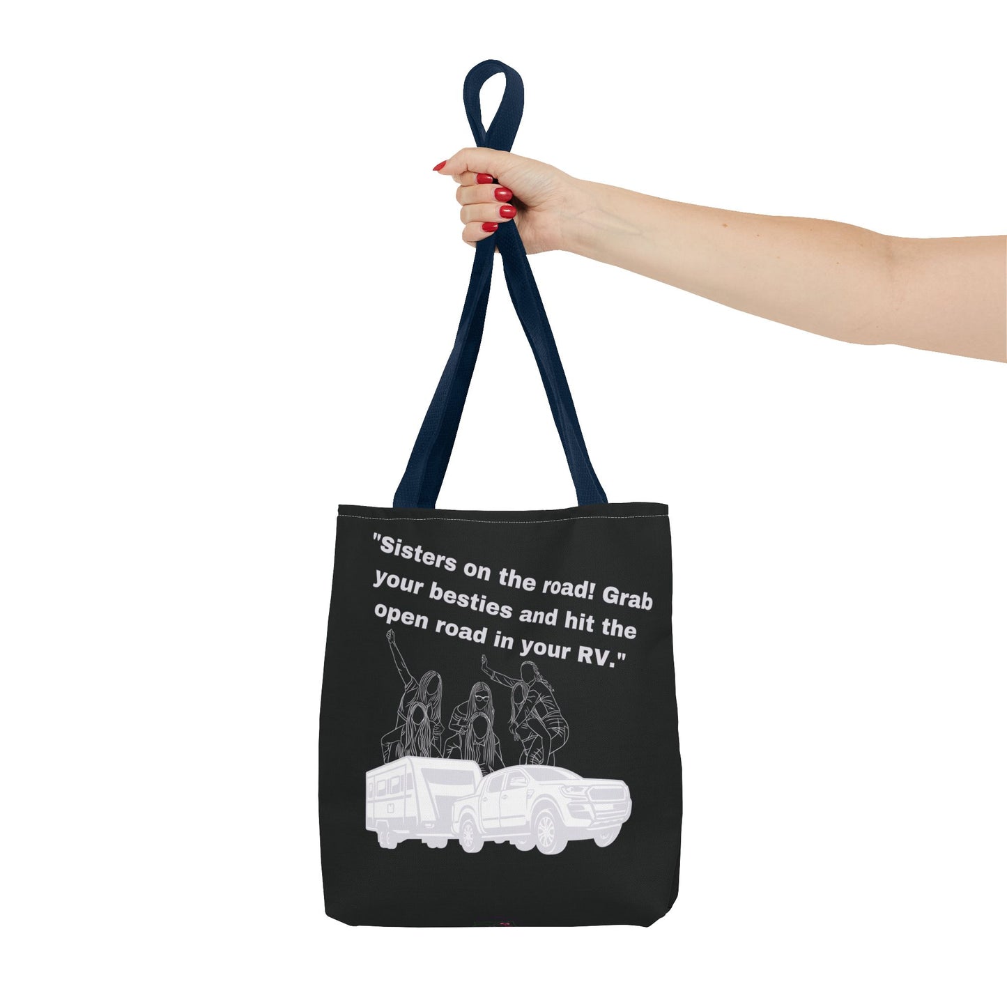 Sister on the Road RVing Black Tote Bag (AOP)