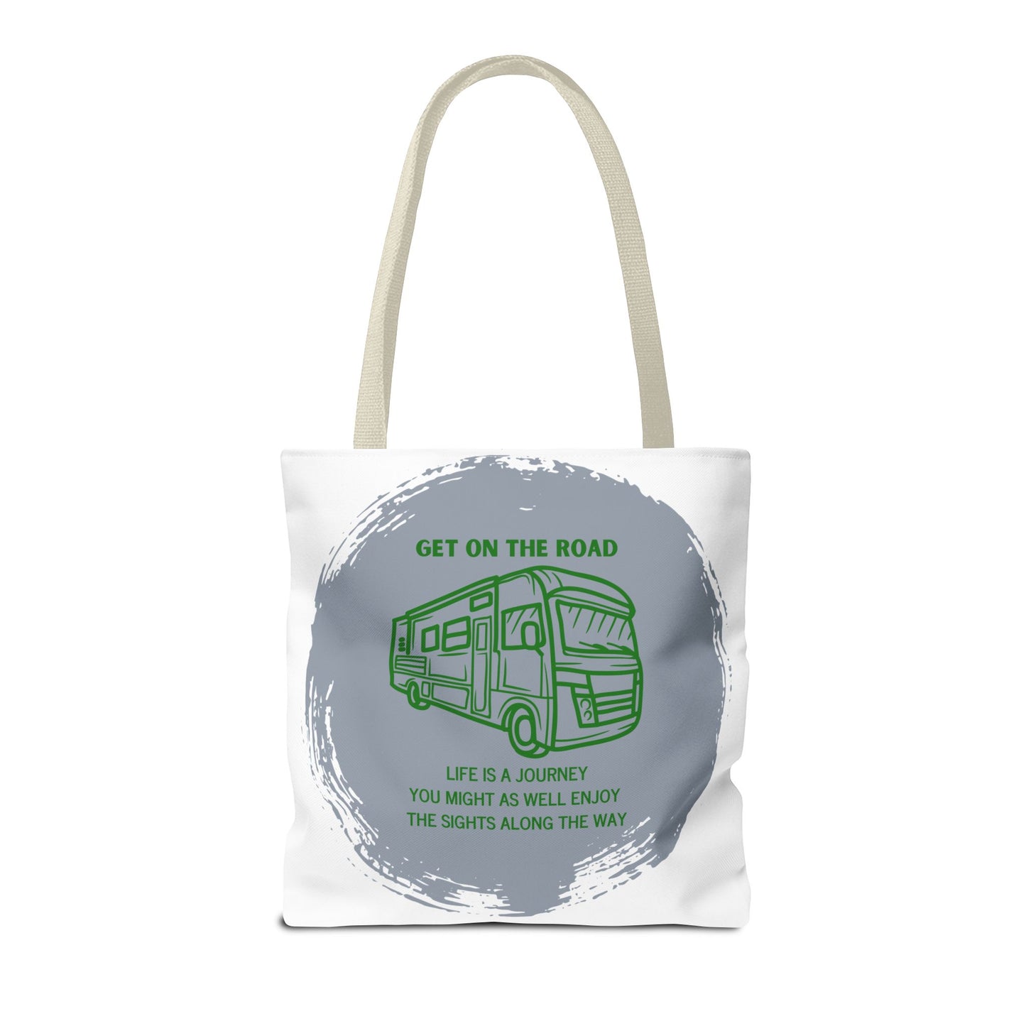 Get the Road  Life is a Journey White Tote Bag (AOP)