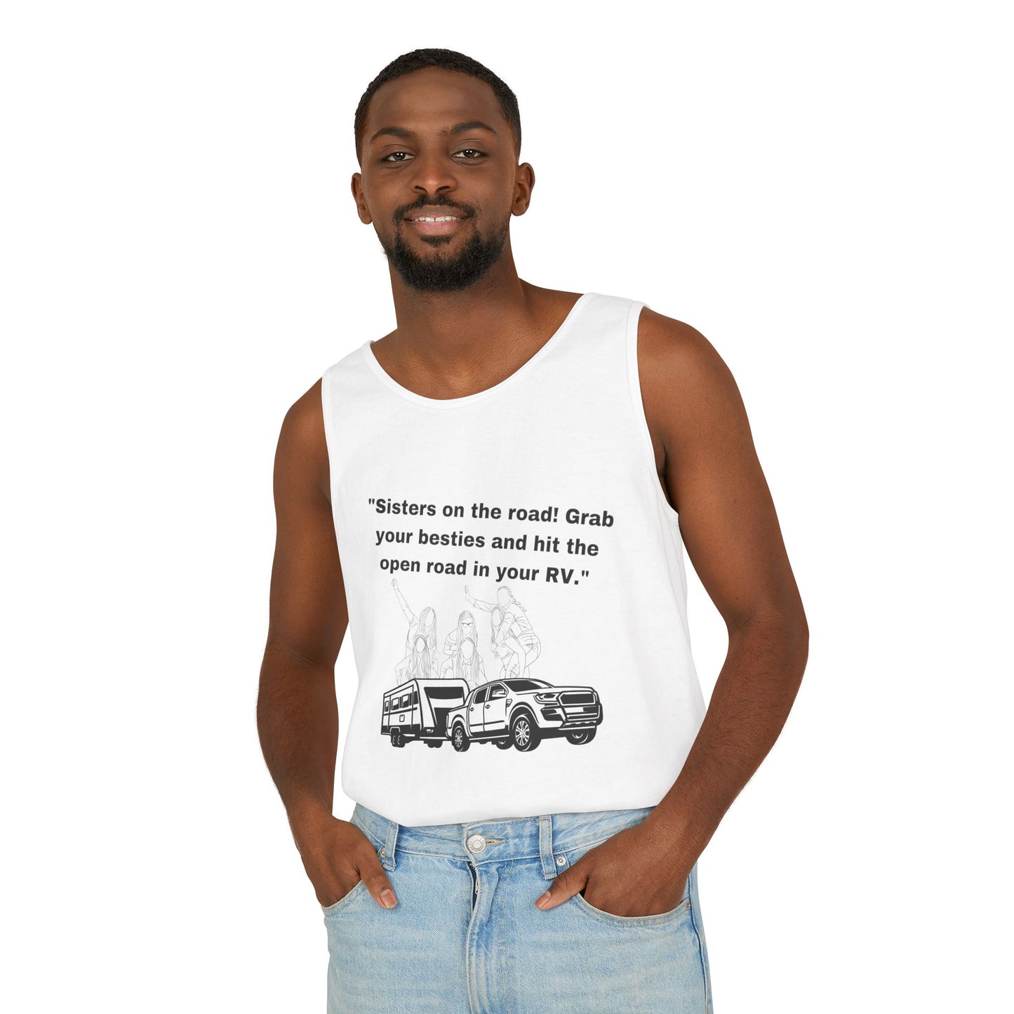 Sisters Hit the Road RVing Unisex Garment-Dyed Tank Top