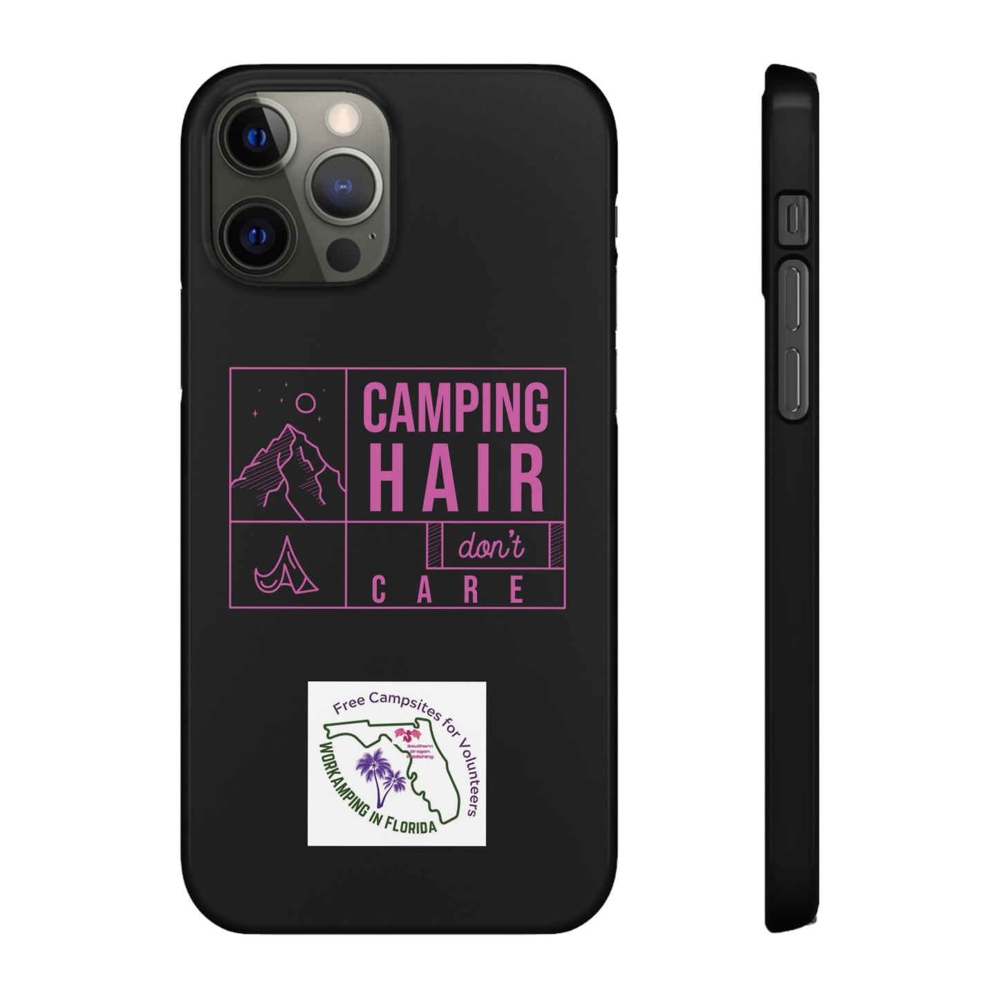 Camp Hair Dont Care iPhone and Samsung Black Cellphone Snap Cases