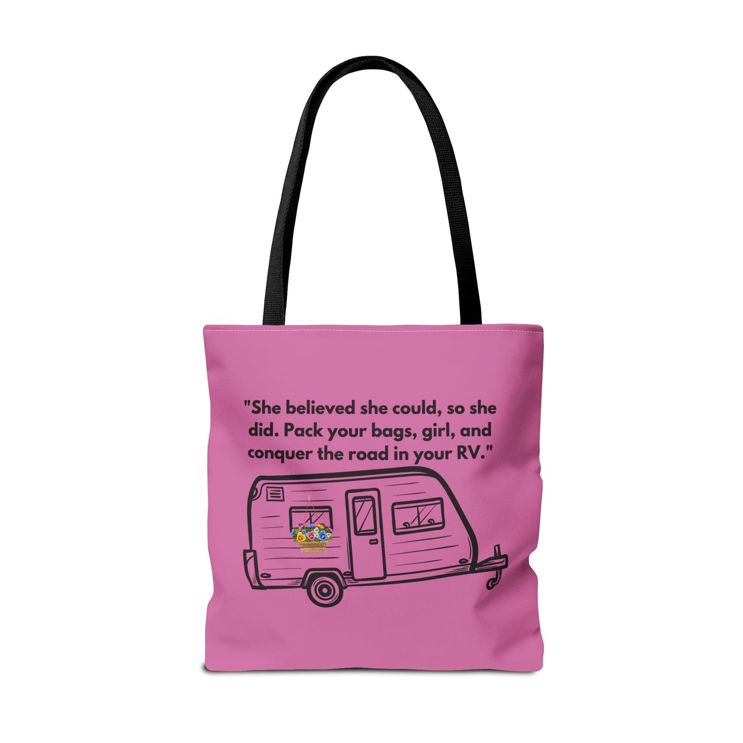 She Believed She Could Go RVing Pink Tote Bag (AOP)