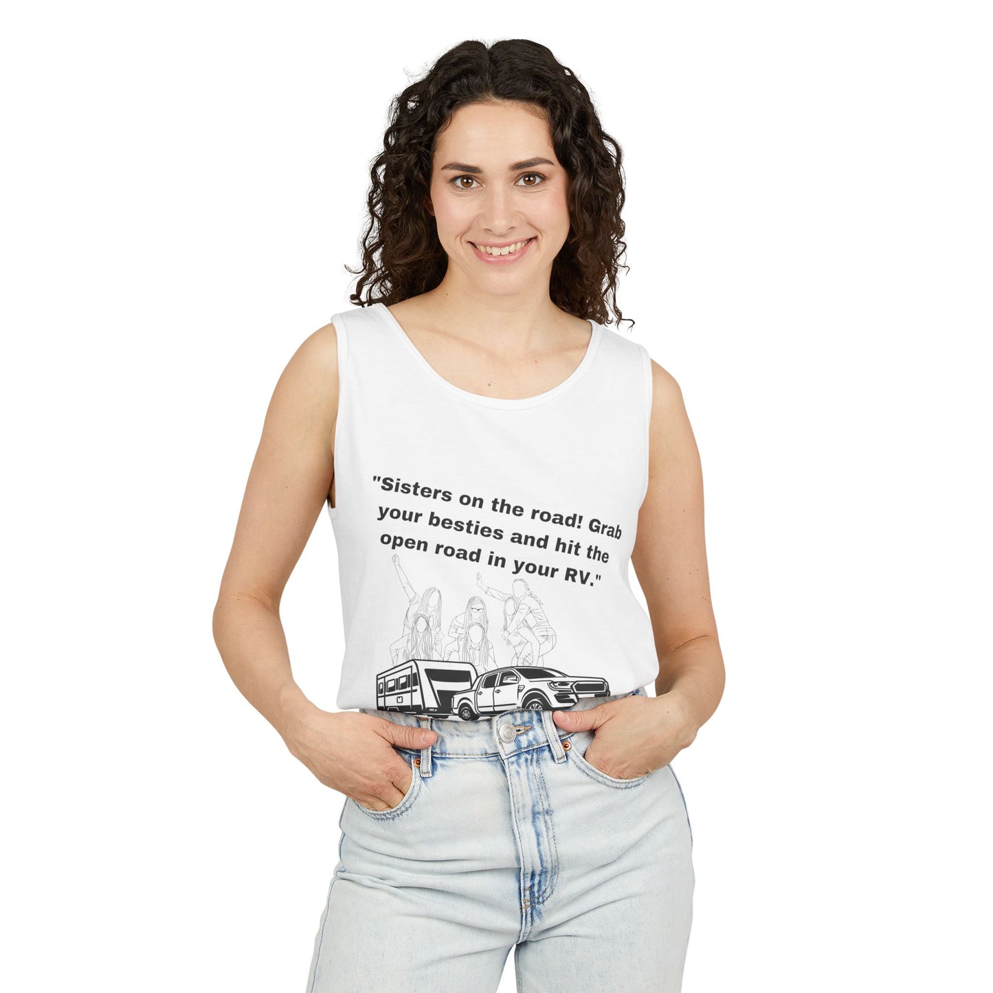 Sisters Hit the Road RVing Unisex Garment-Dyed Tank Top