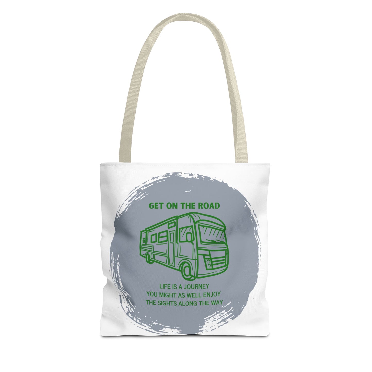 Get the Road  Life is a Journey White Tote Bag (AOP)