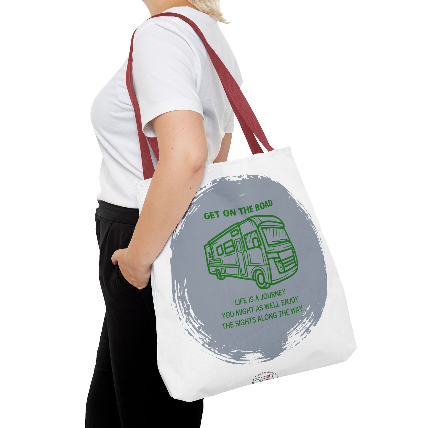 Get the Road  Life is a Journey White Tote Bag (AOP)