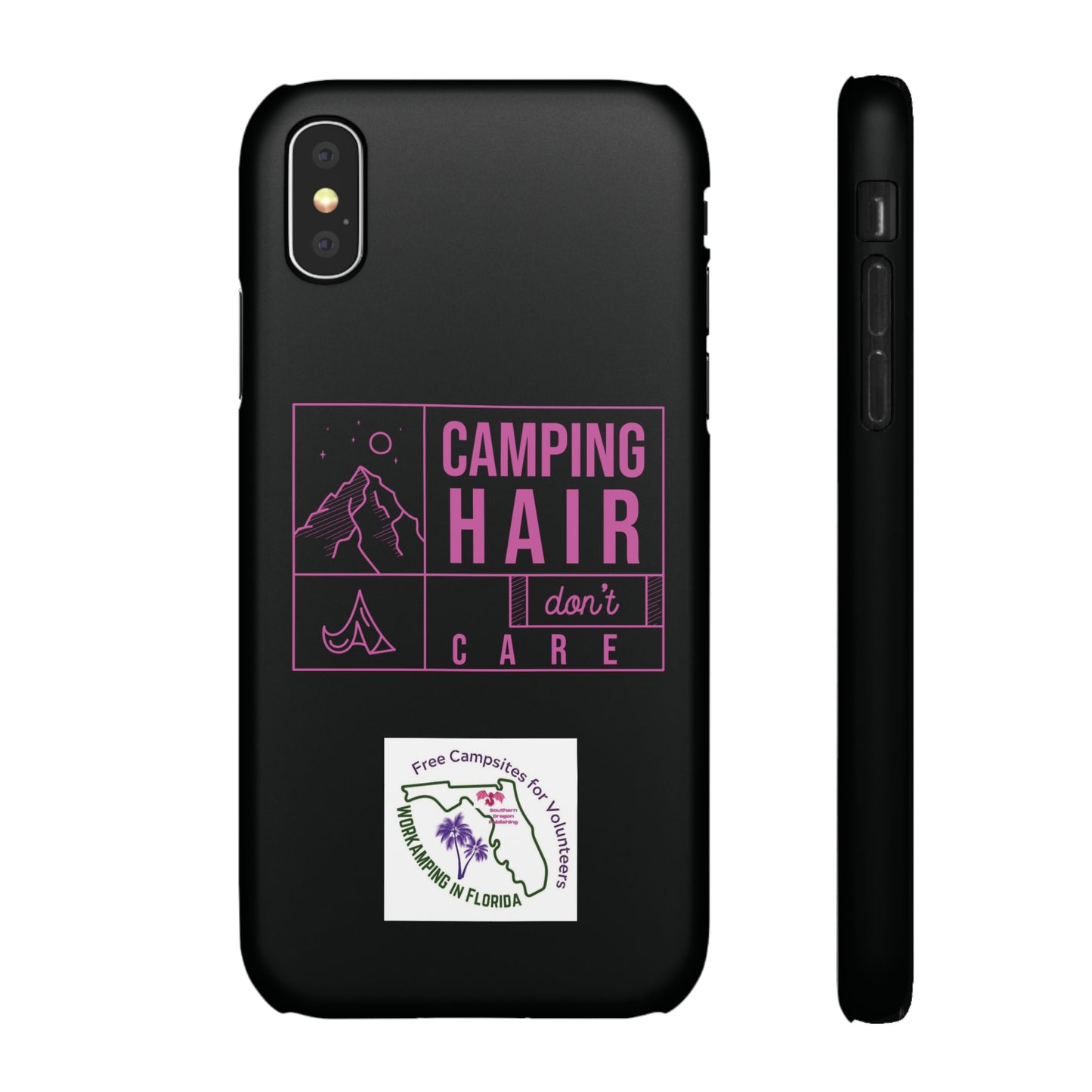 Camp Hair Dont Care iPhone and Samsung Black Cellphone Snap Cases