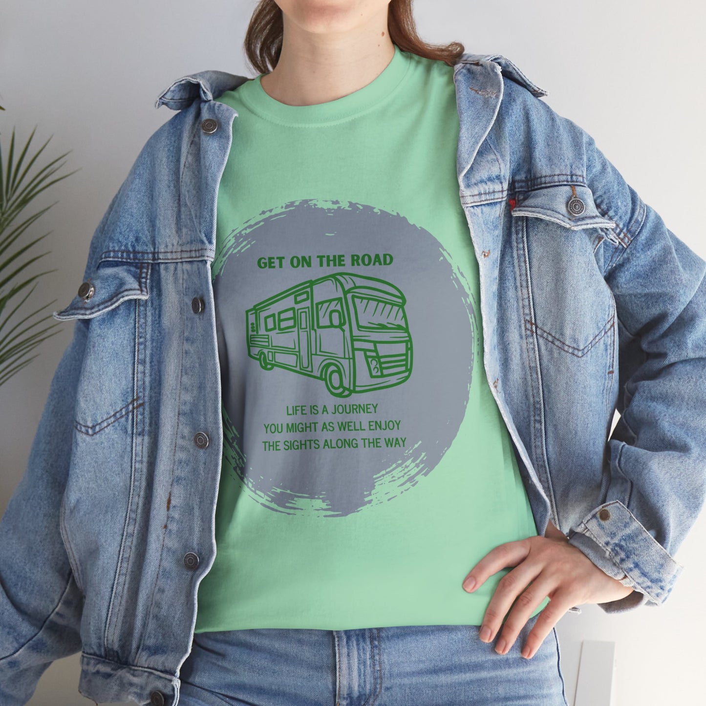 Get on the Road Life Is a Journey Unisex Heavy Cotton Tee