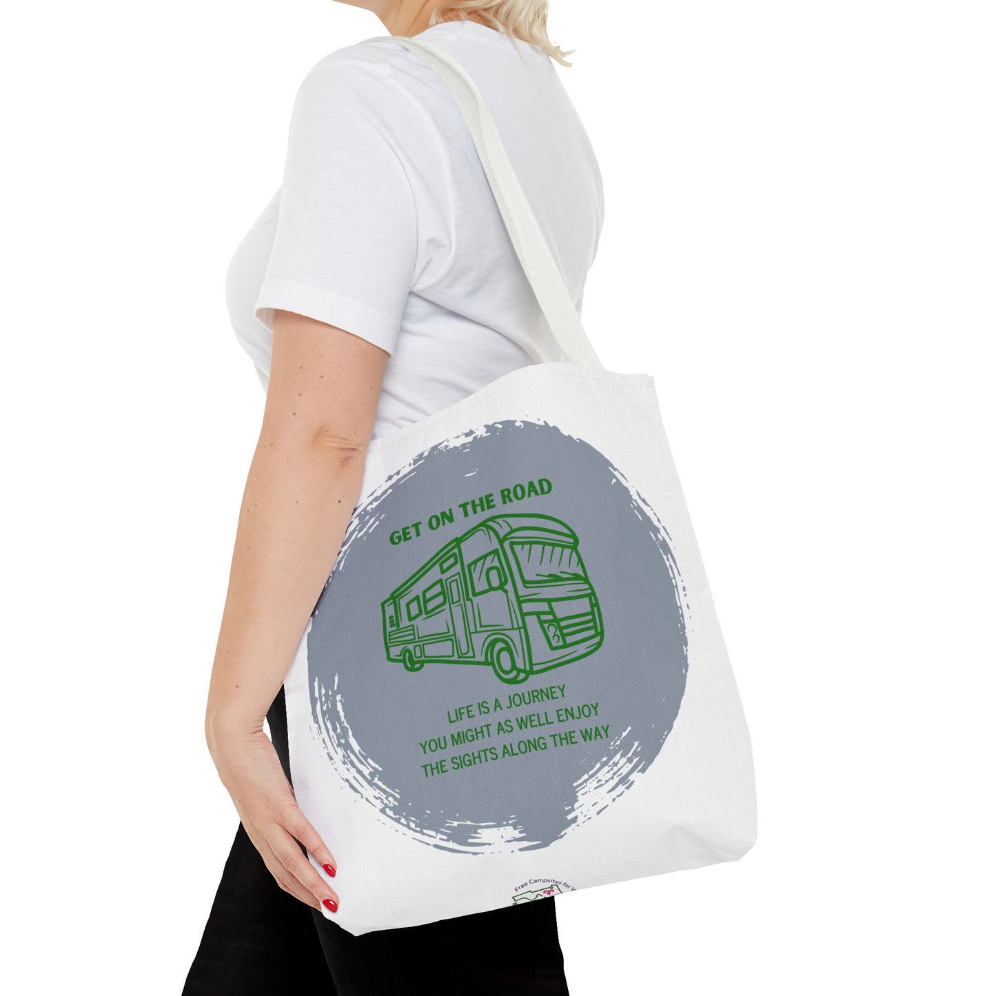 Get the Road  Life is a Journey White Tote Bag (AOP)