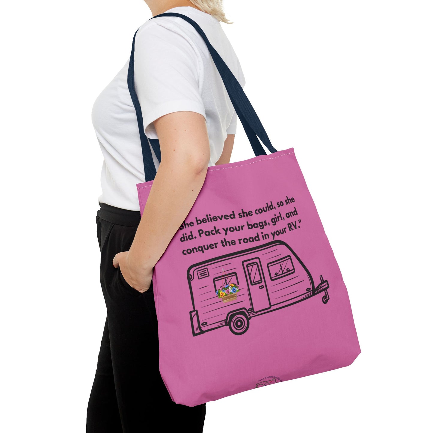 She Believed She Could Go RVing Pink Tote Bag (AOP)