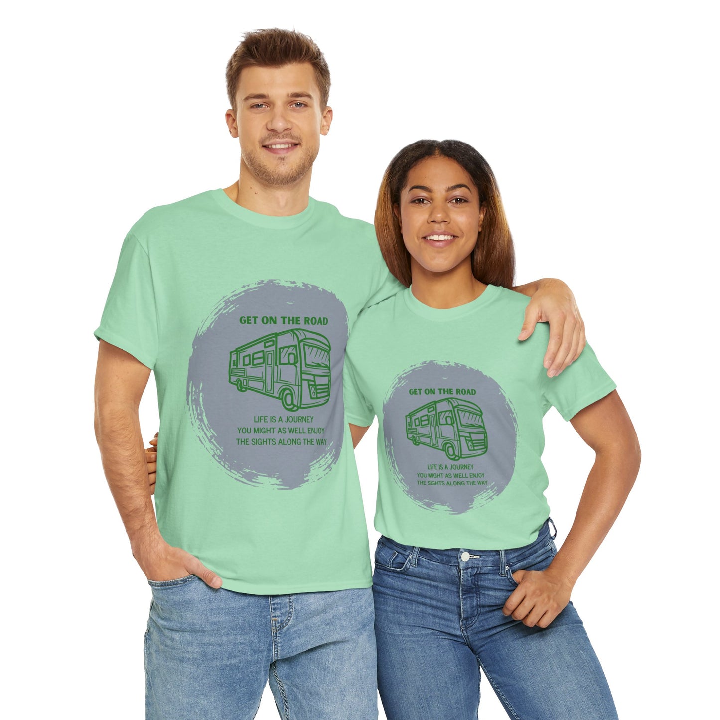 Get on the Road Life Is a Journey Unisex Heavy Cotton Tee